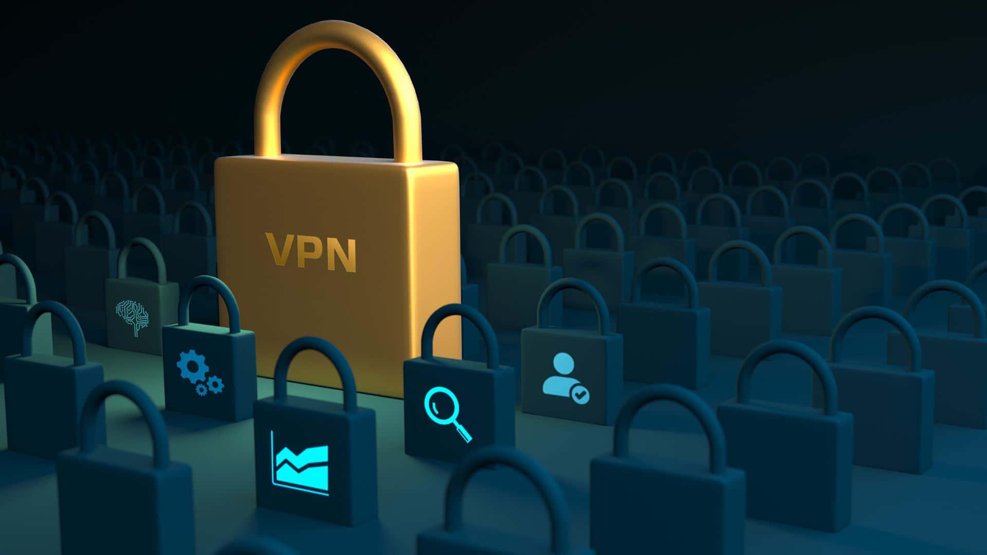 golden padlock, glowing gold, dark blue padlocks, Full HD Desktop Wallpaper