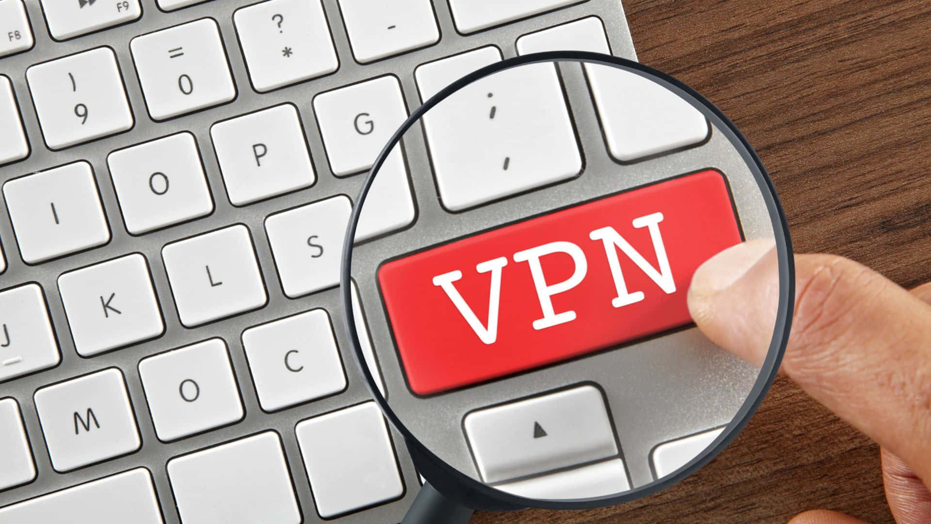 VPN, red VPN button, magnifying glass, Full HD Desktop Wallpaper
