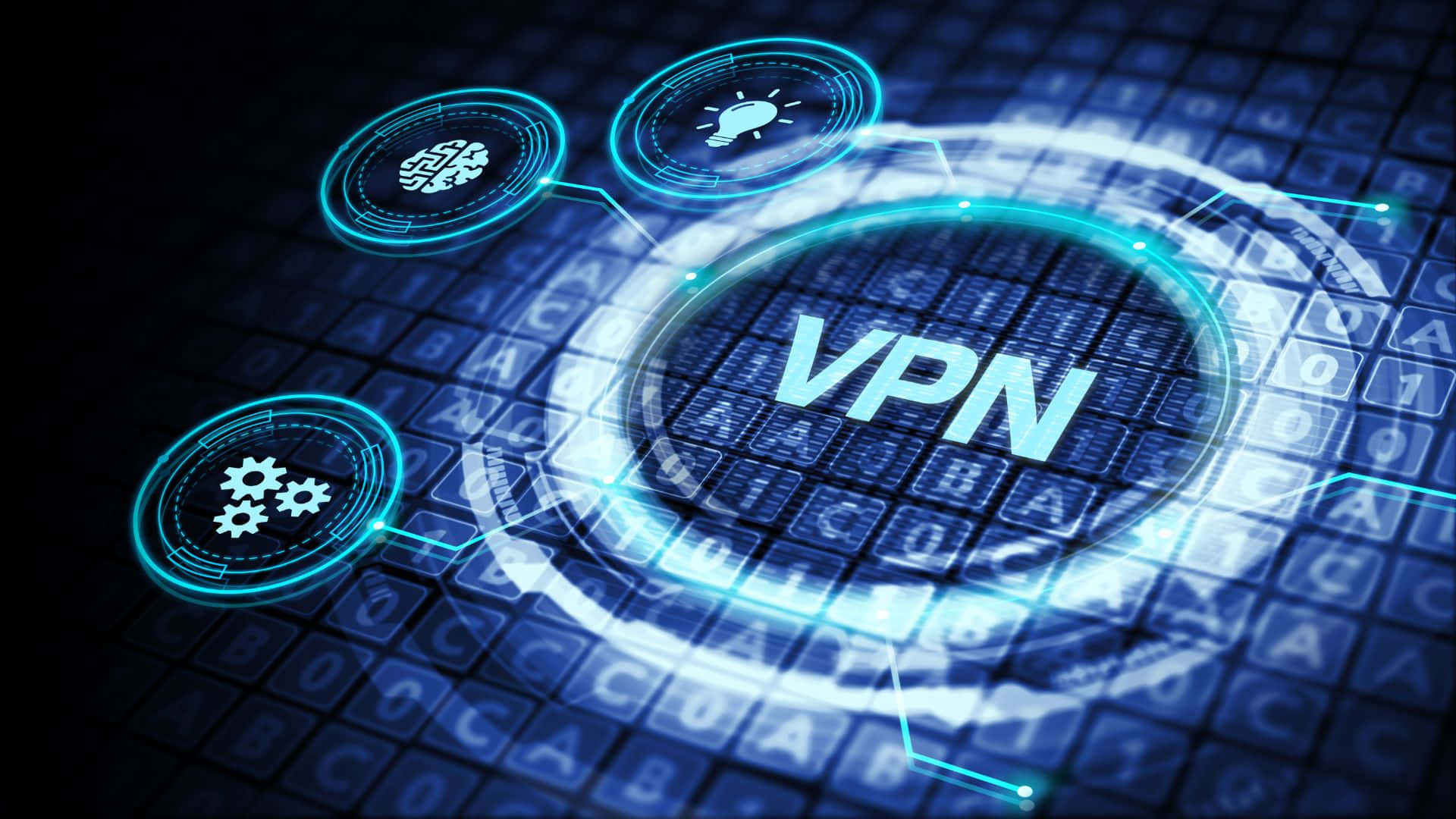 blue circle, VPN interface, digital grid, Full HD Desktop Wallpaper