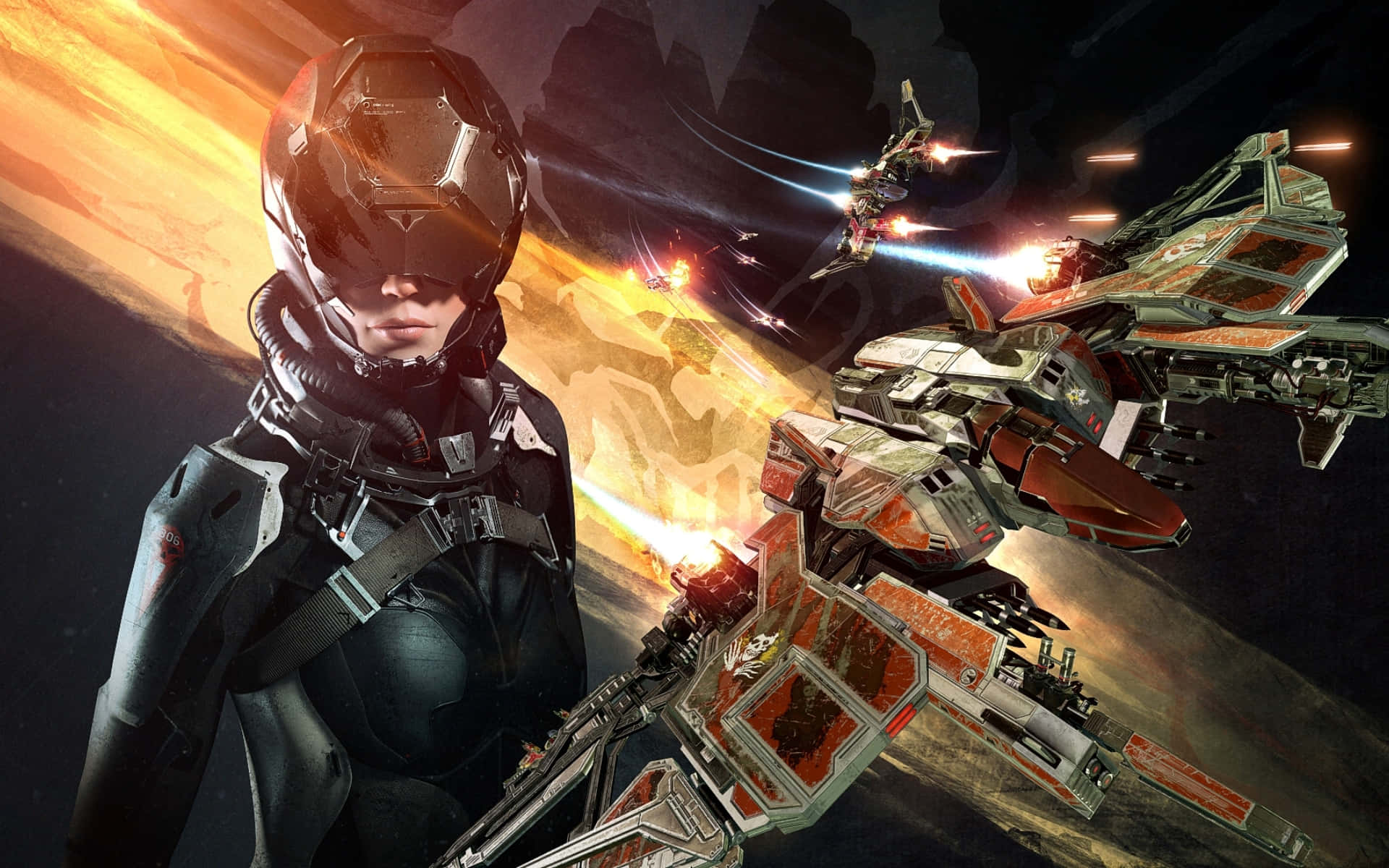 VR Gaming, futuristic pilot, helmeted suit, Full HD Desktop Wallpaper