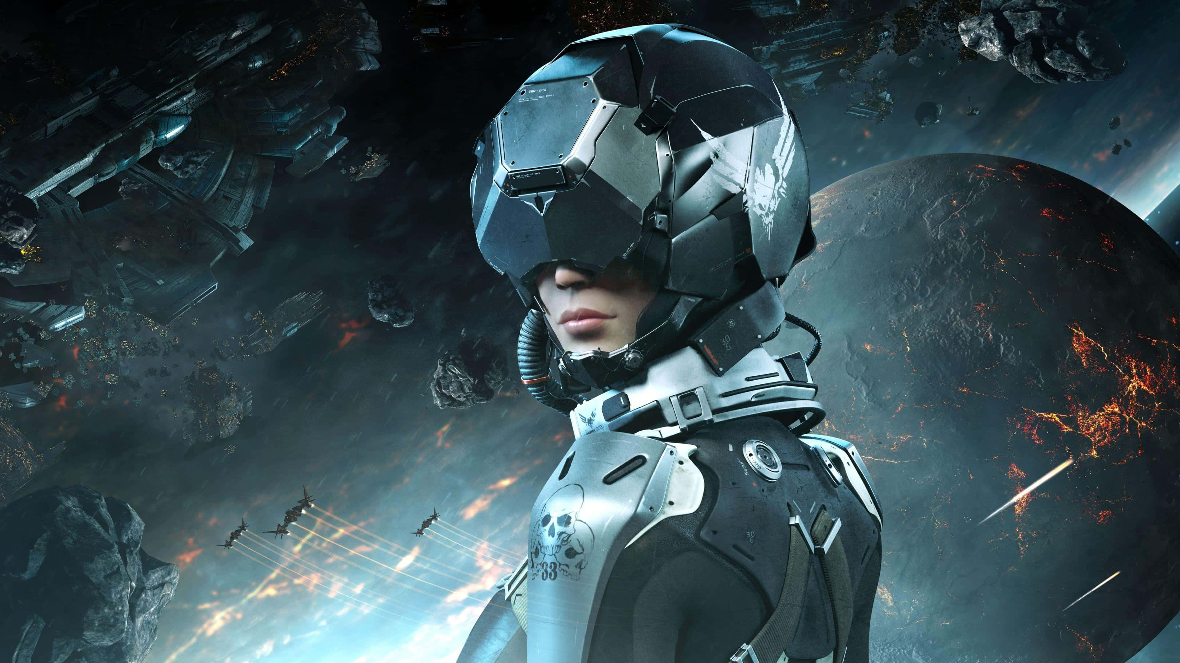 VR Gaming, 3840 x 2160, futuristic pilot, 4K Desktop Wallpaper