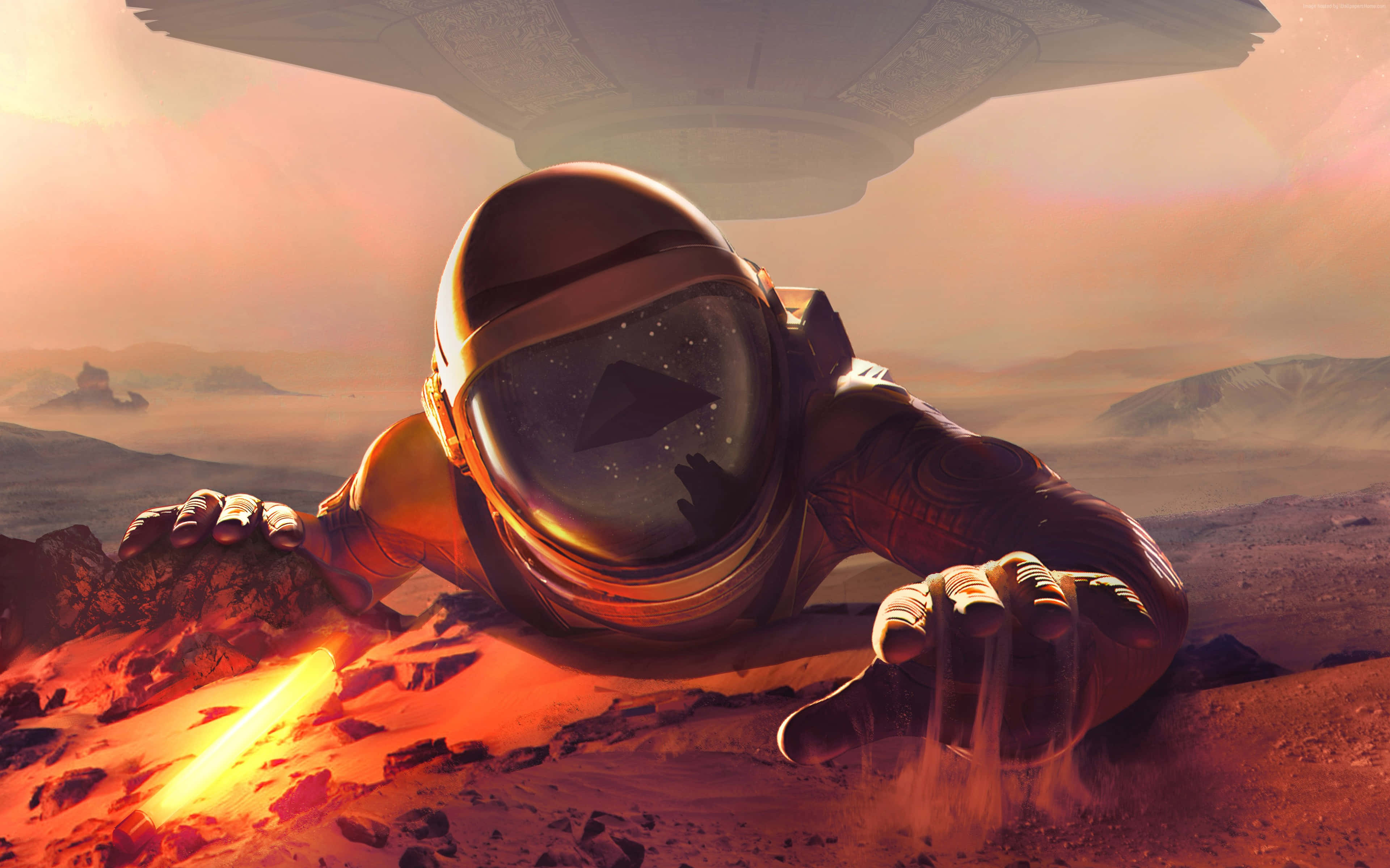VR Gaming, astronaut, red alien desert, 4K Desktop Wallpaper