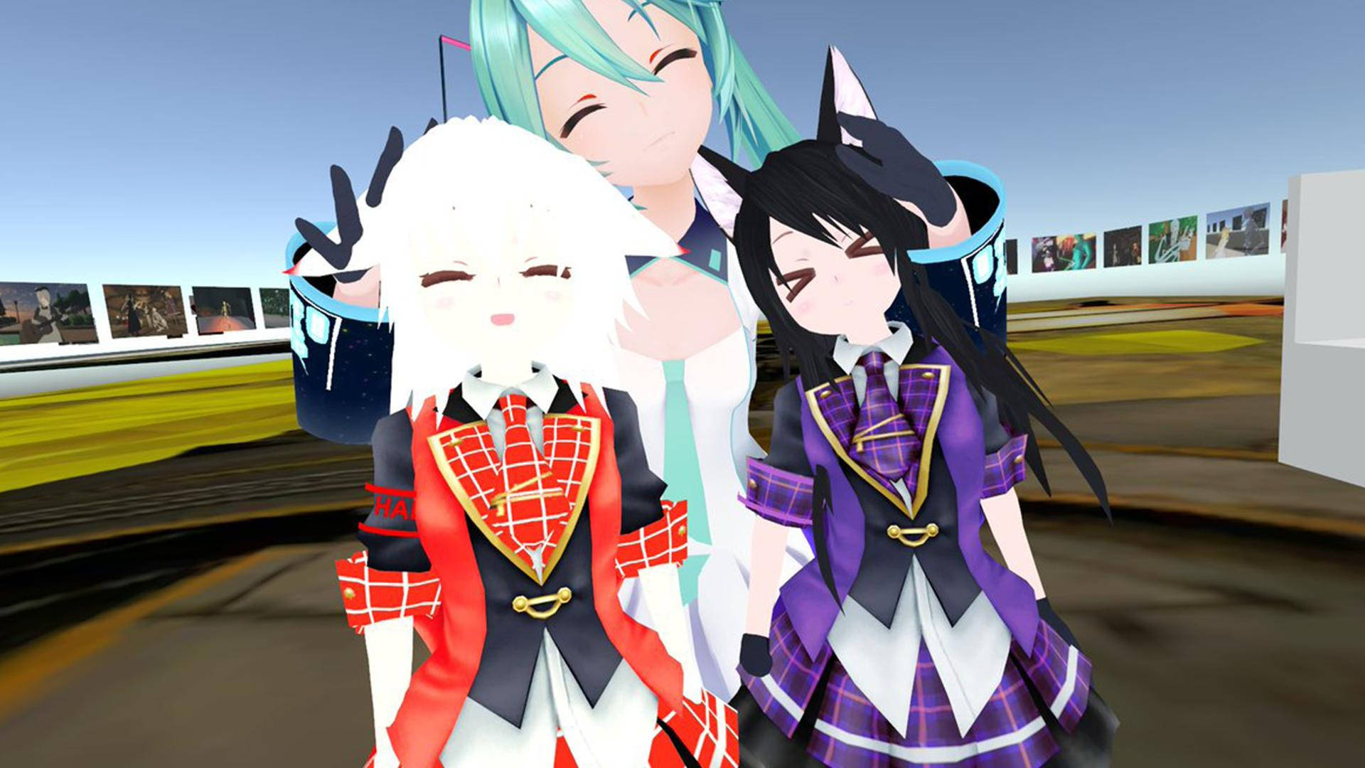 Vrchat, anime-style characters, cat ears, Full HD Desktop Wallpaper