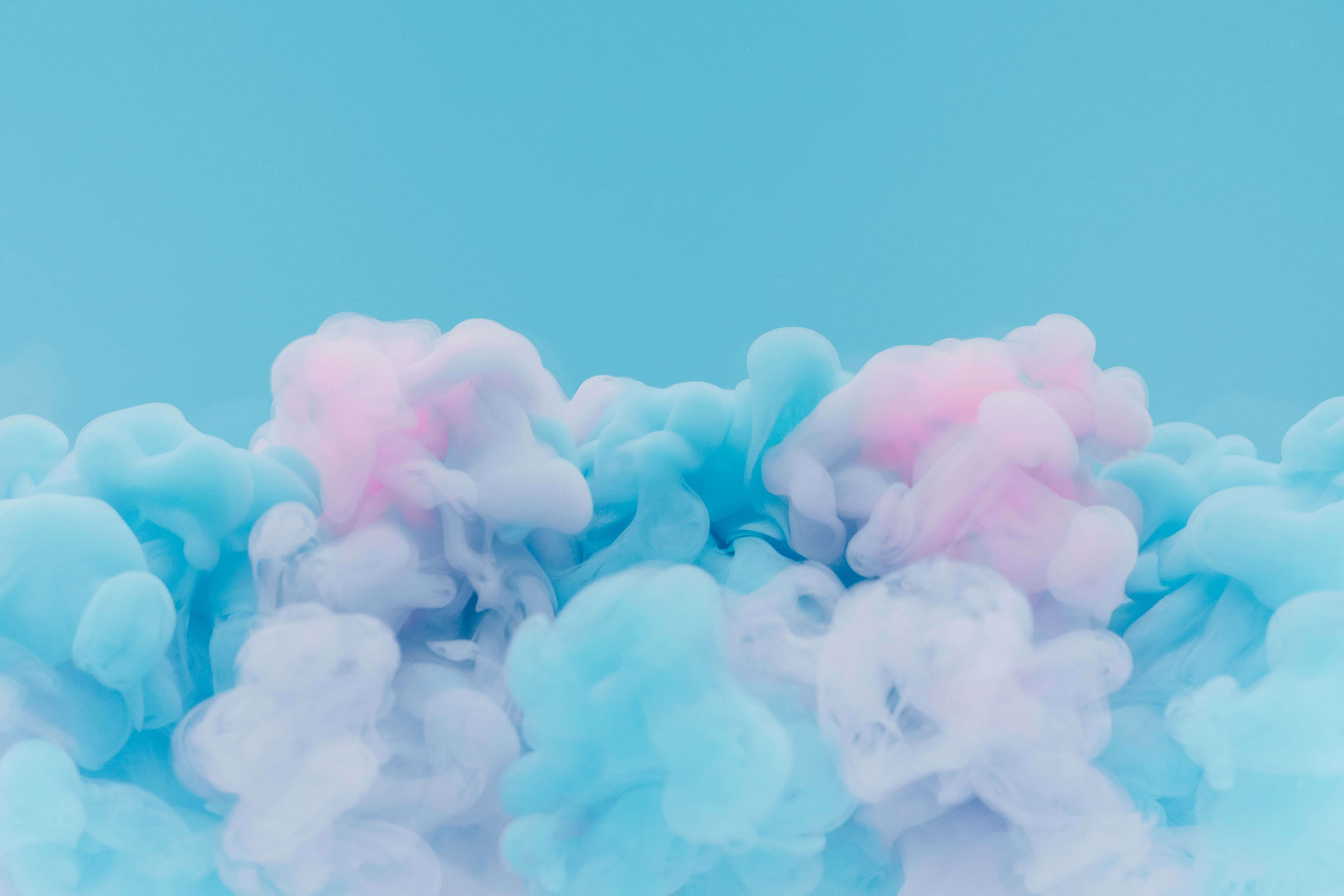 Vsco Girl, pastel blue, pink ink swirls, 5K Desktop Wallpaper