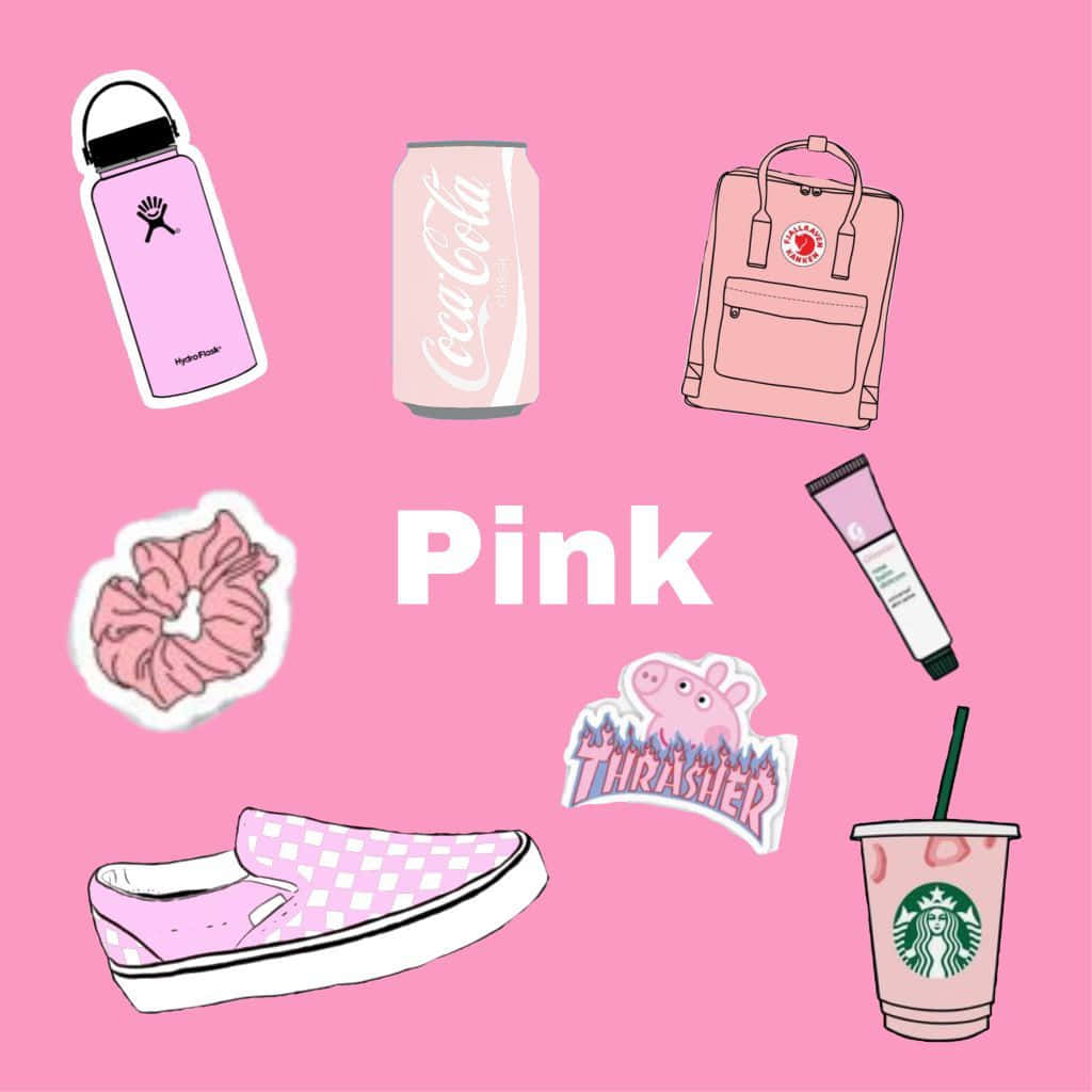Vsco Girl, pink-themed, water bottle, SD Desktop Wallpaper