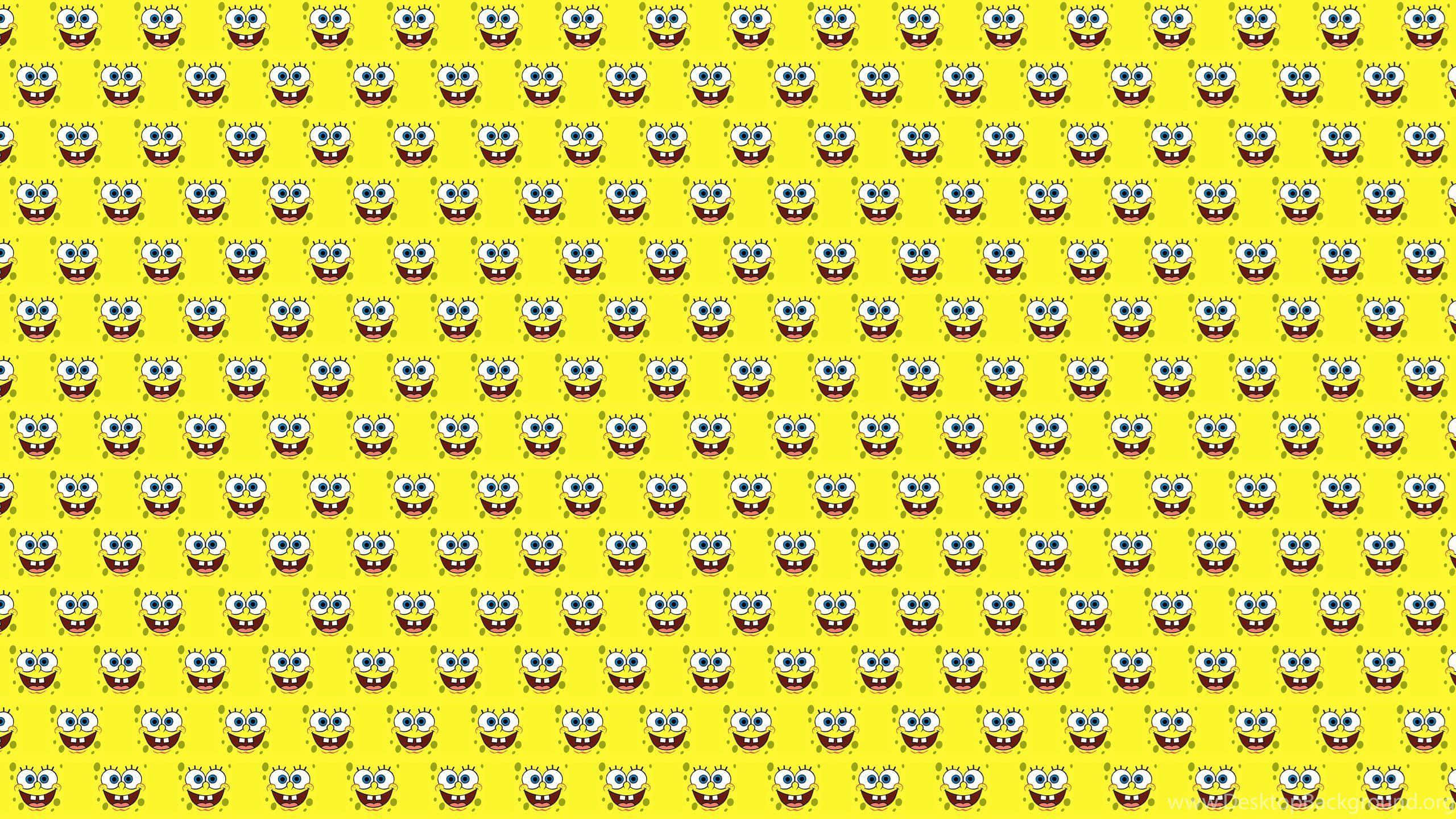 VSCO Laptop, bright yellow, cheerful cartoon sponge characters, 2K Desktop Wallpaper