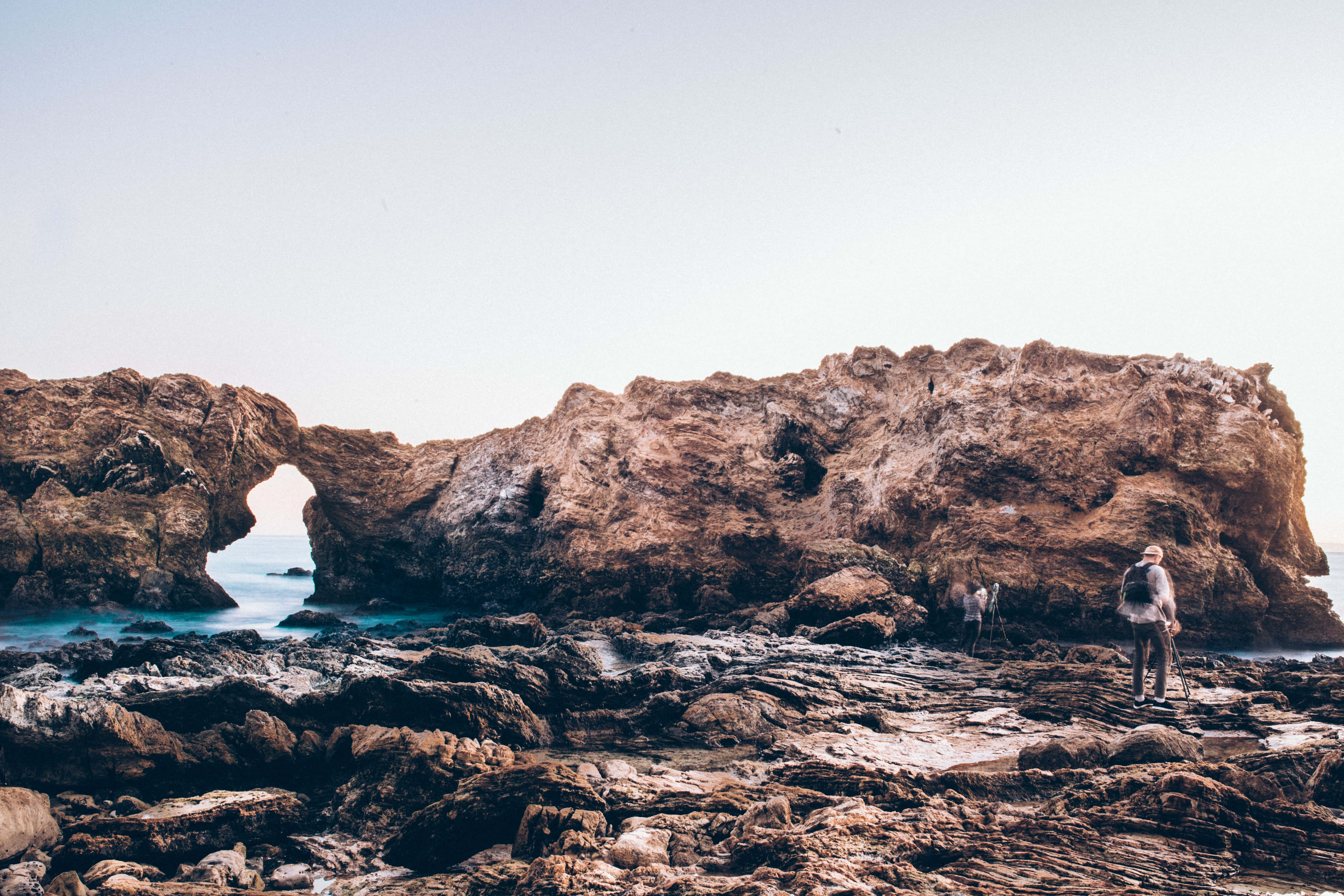 VSCO Laptop, rugged rocky shore, natural sea arch, 5K Desktop Wallpaper
