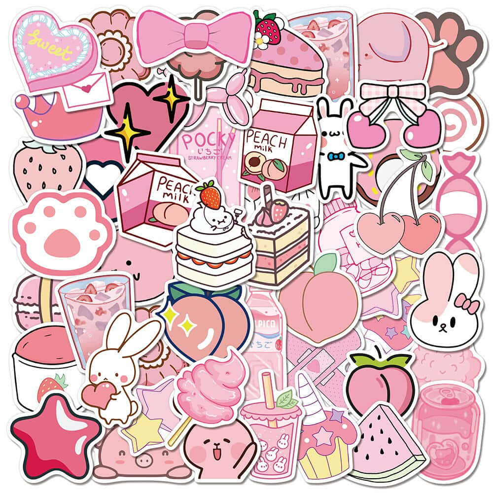 VSCO Laptop, pink stickers, desserts, SD Desktop Wallpaper