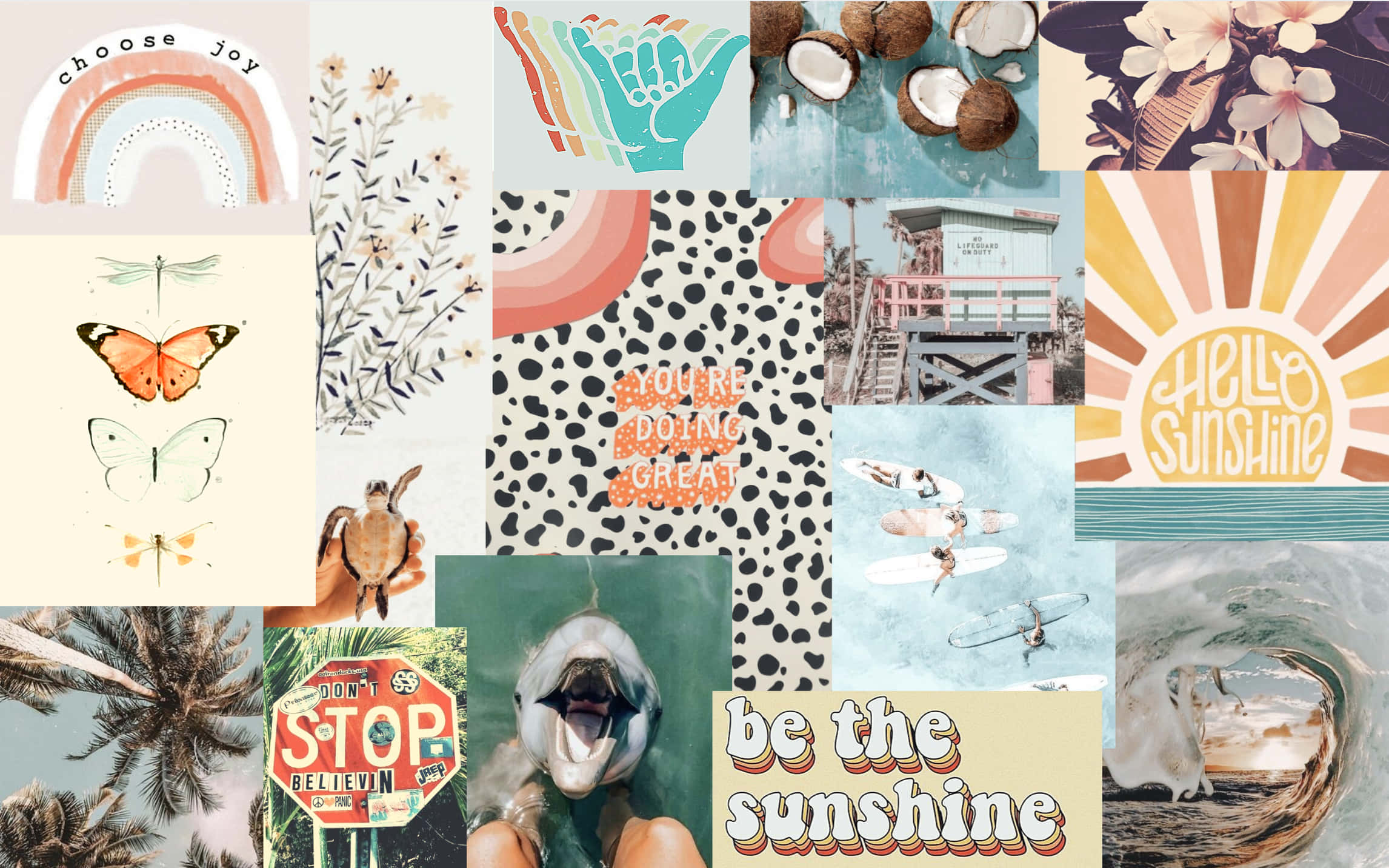 Vsco Laptop, beach-themed illustrations, surfboards, Full HD Desktop Wallpaper