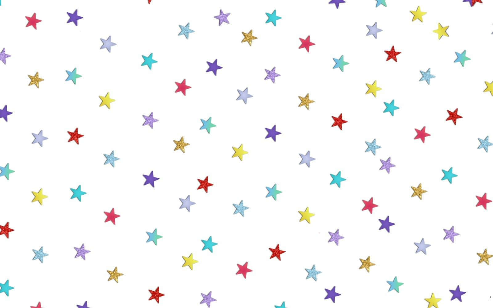 VSCO laptop, white background, colorful glittery stars, HD Desktop Wallpaper