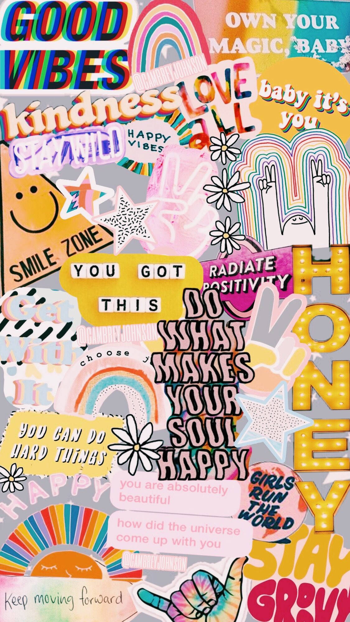 Vsco, motivational stickers, rainbows, Full HD Phone Wallpaper