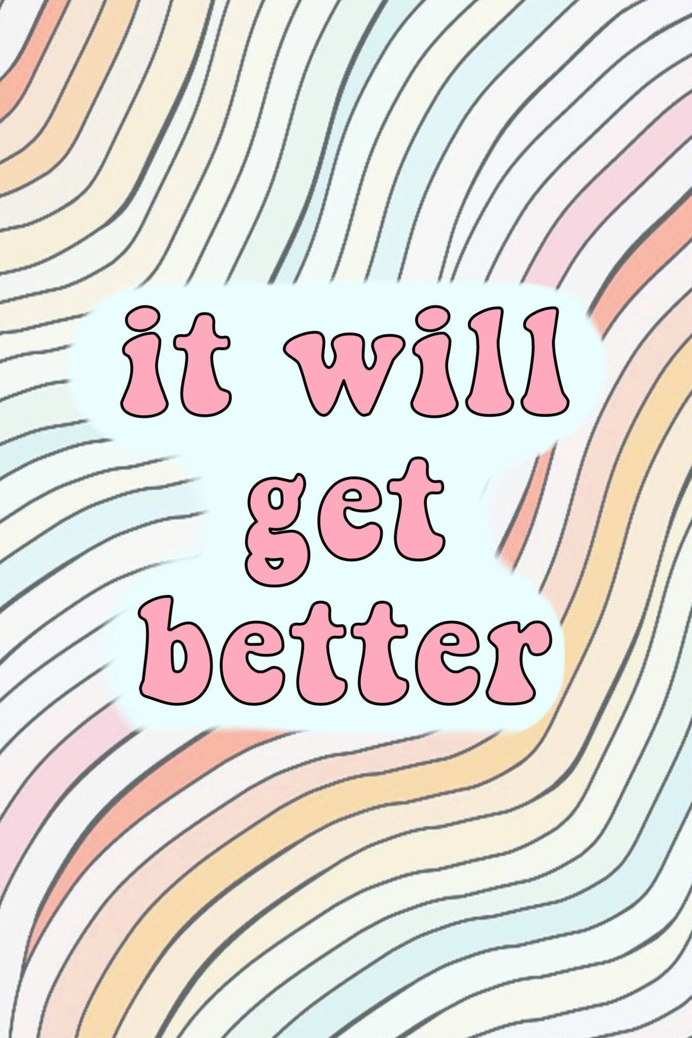 Vsco, pastel wavy stripes, uplifting pink text, Full HD Phone Wallpaper