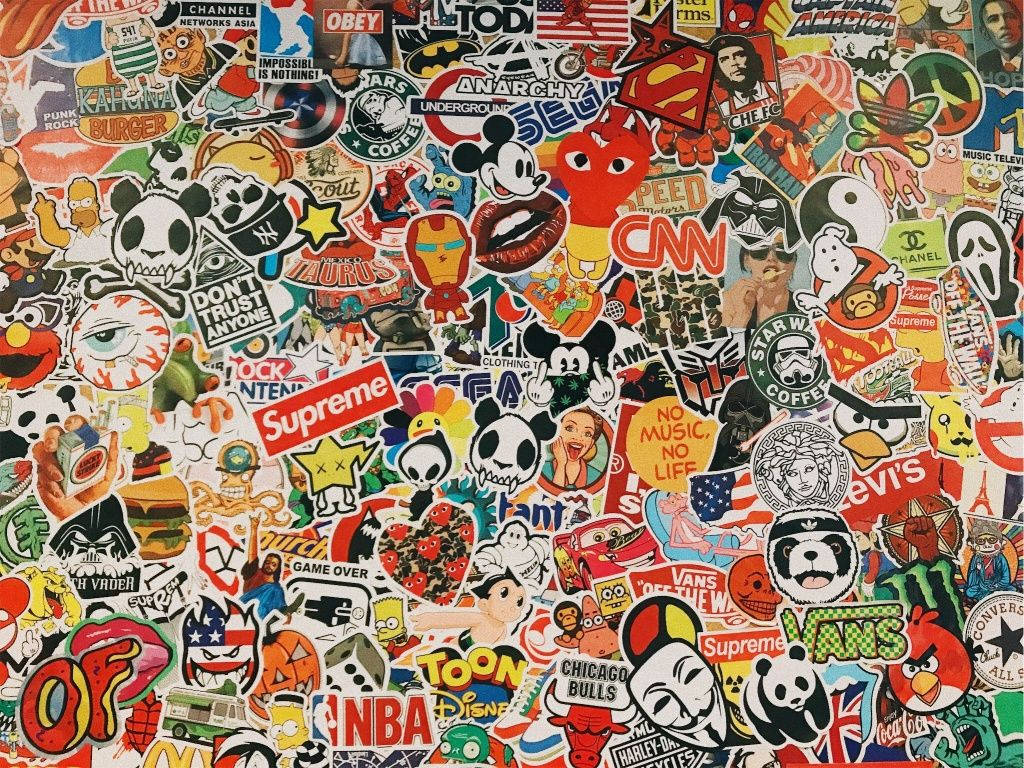 VSCO, brand logos, pop culture stickers, SD Desktop Wallpaper