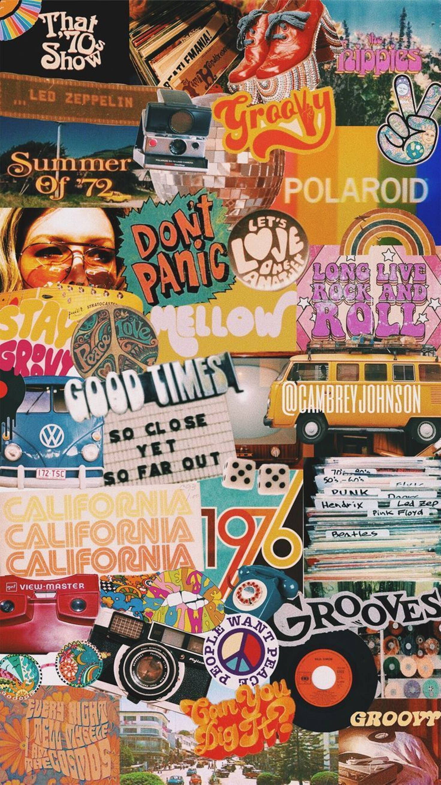 1970s retro, psychedelic text, vintage cars, 2K Phone Wallpaper