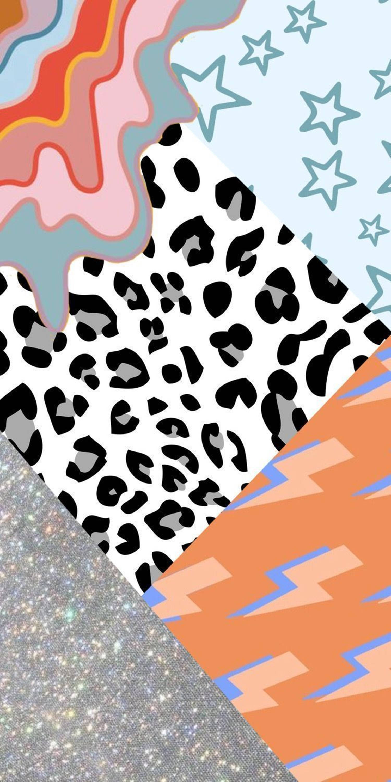 VSCO, geometric wallpaper collage, leopard print stars, 2K Phone Wallpaper