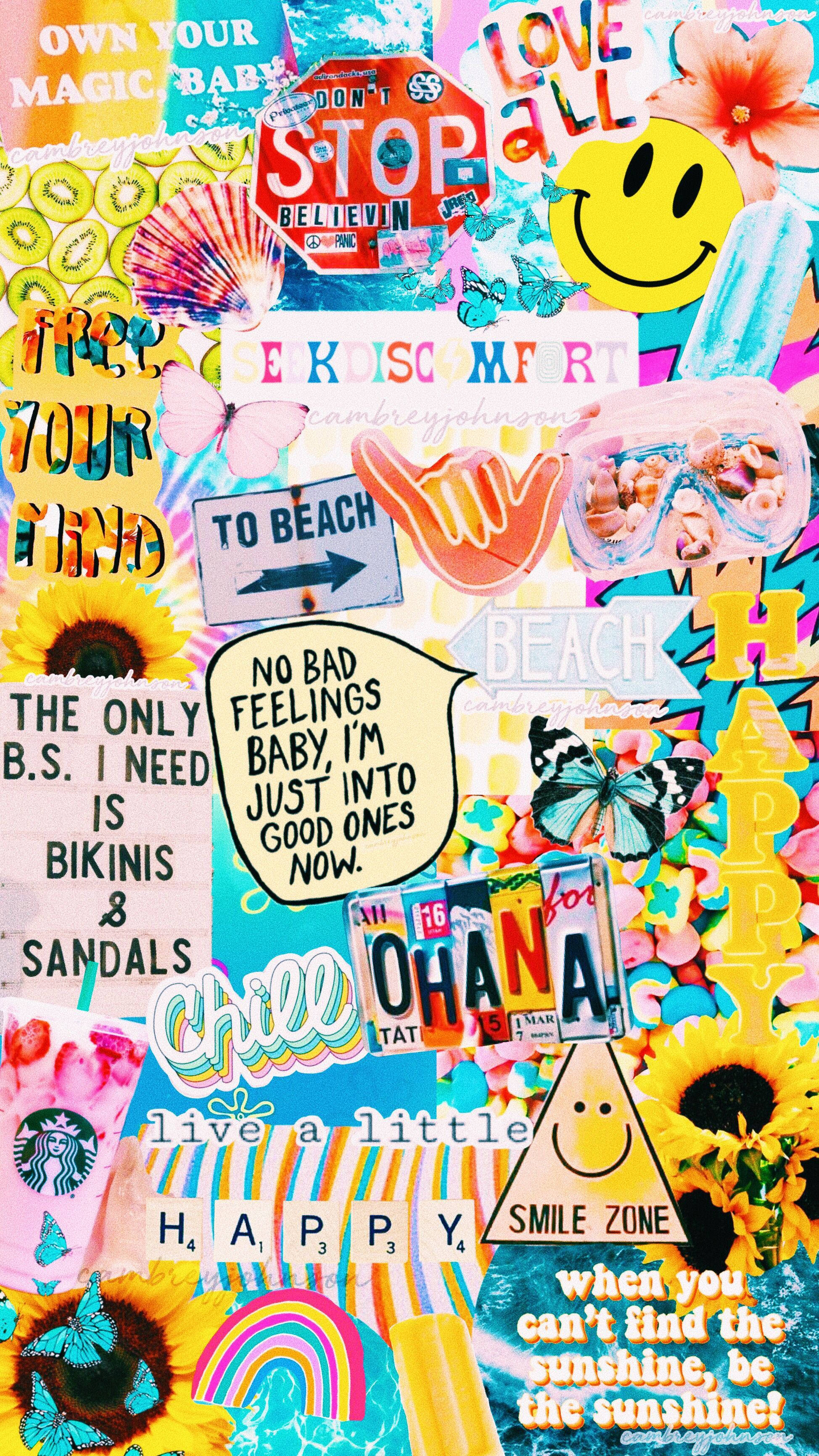 happy yellow, Vsco, beach-themed stickers, 2K Phone Wallpaper