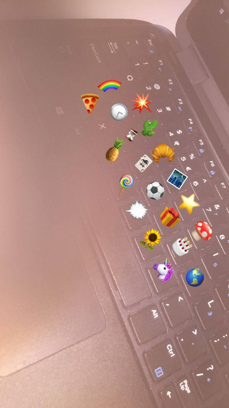 rose gold, laptop keyboard, colorful playful emojis, HD Phone Wallpaper