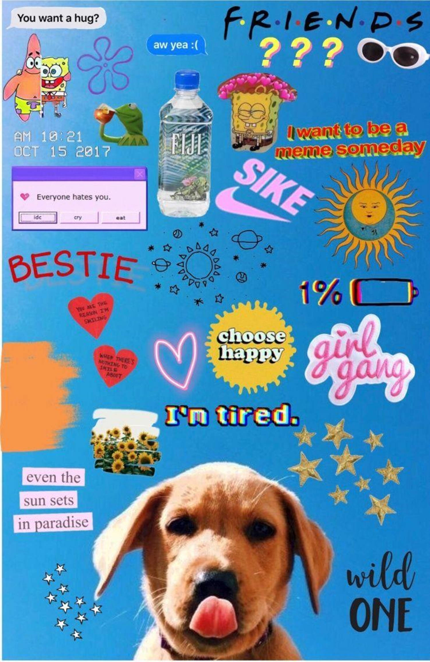 cute labrador puppy, vibrant blue, meme cartoon characters, Full HD Phone Wallpaper