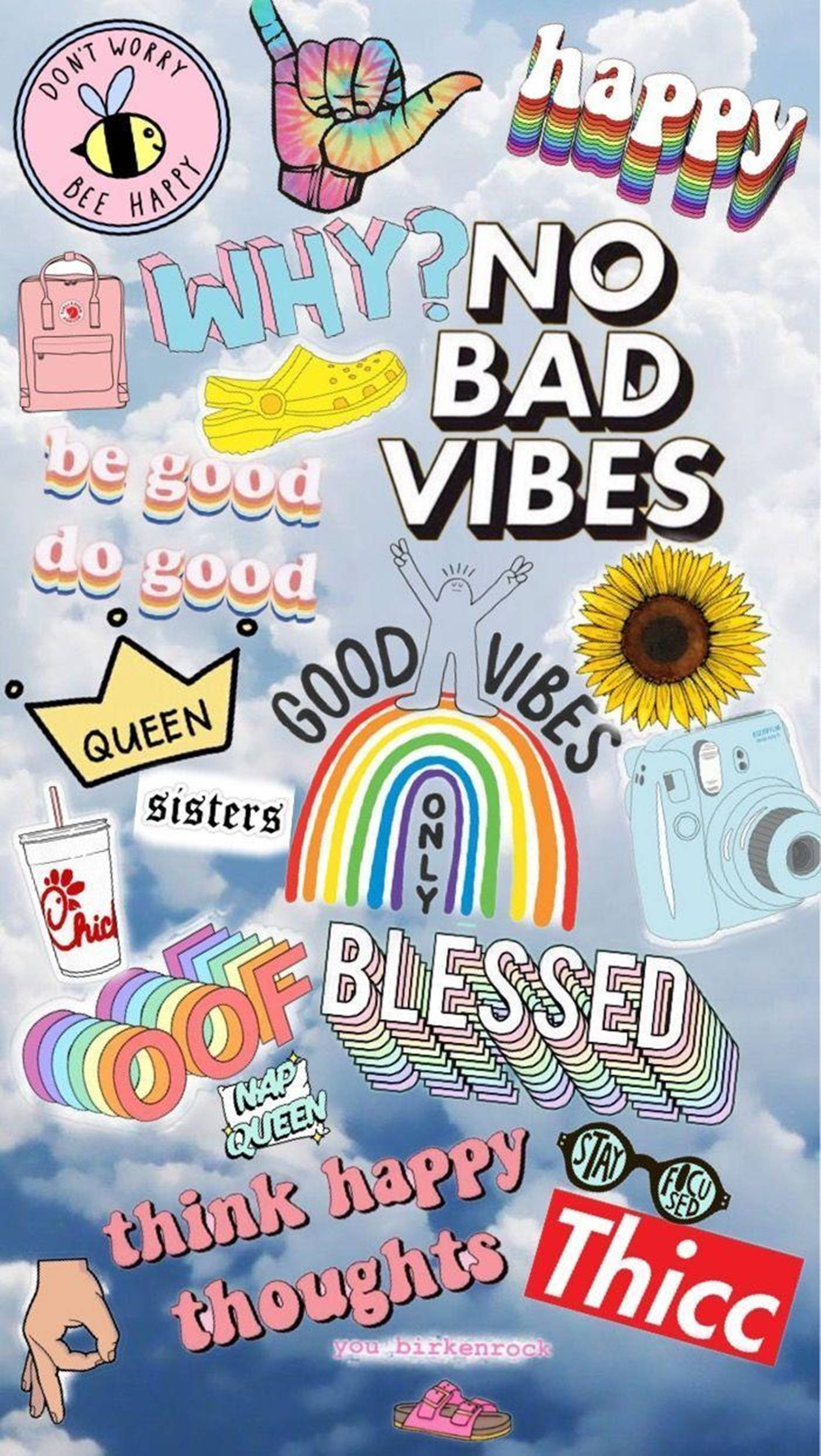 VSCO, rainbow motifs, positive affirmations, 2K Phone Wallpaper