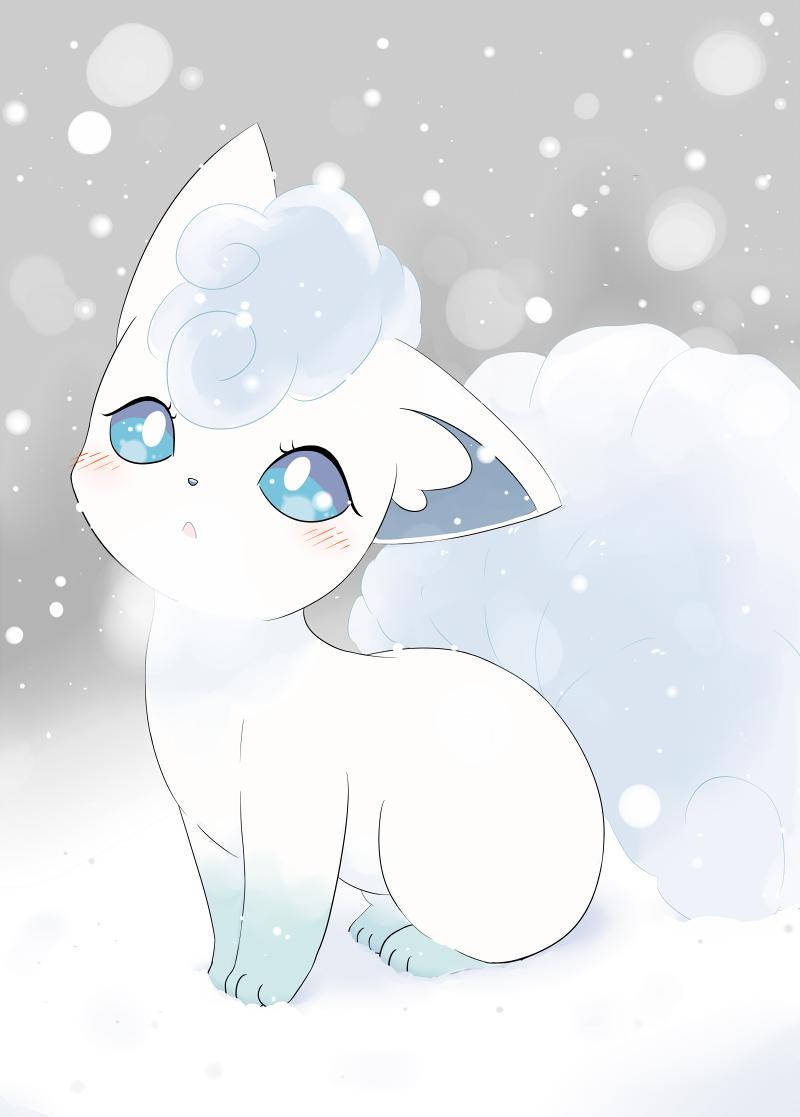 Vulpix, white fox, blue eyes, SD Phone Wallpaper
