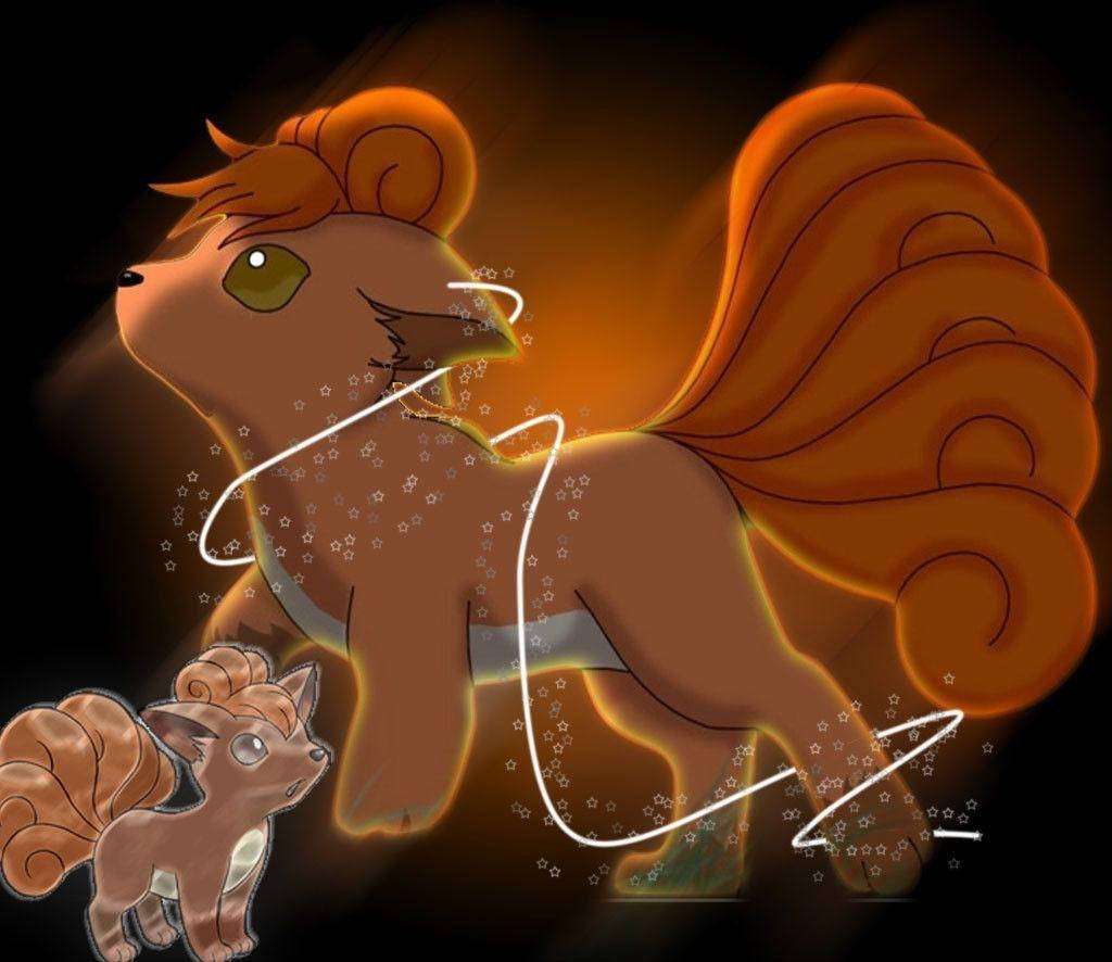 Vulpix, glowing orange, bushy tail, SD Desktop Wallpaper