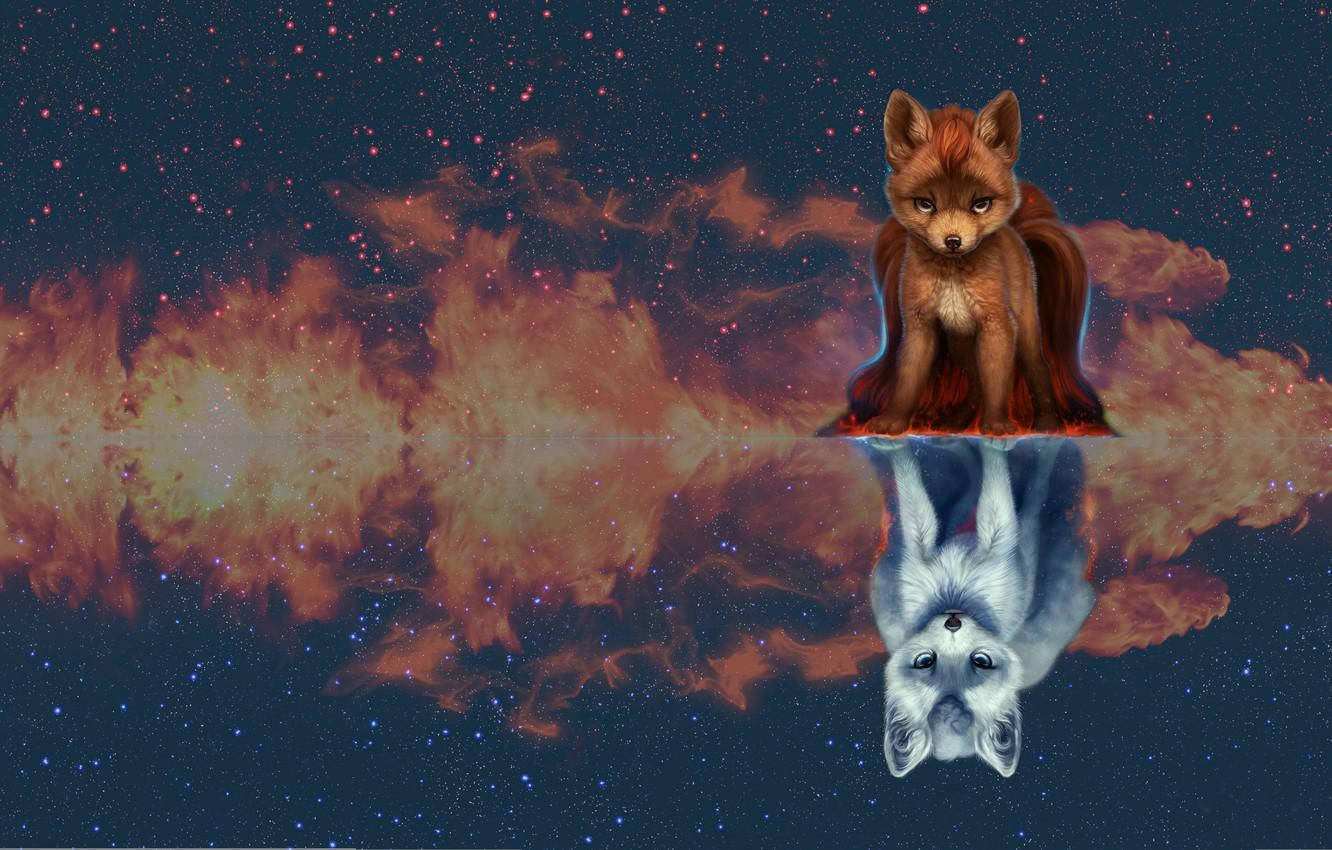 Vulpix, cosmic nebula, starry void, HD Desktop Wallpaper