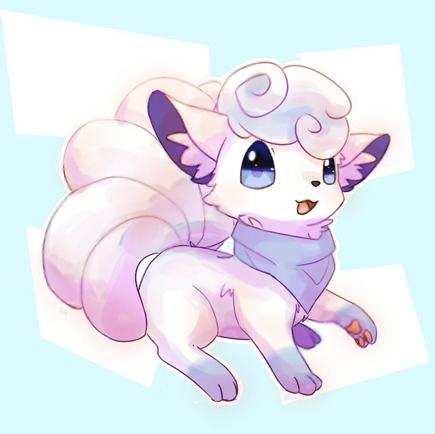 Vulpix, nine-tailed mane, purple accents, HD Desktop Wallpaper