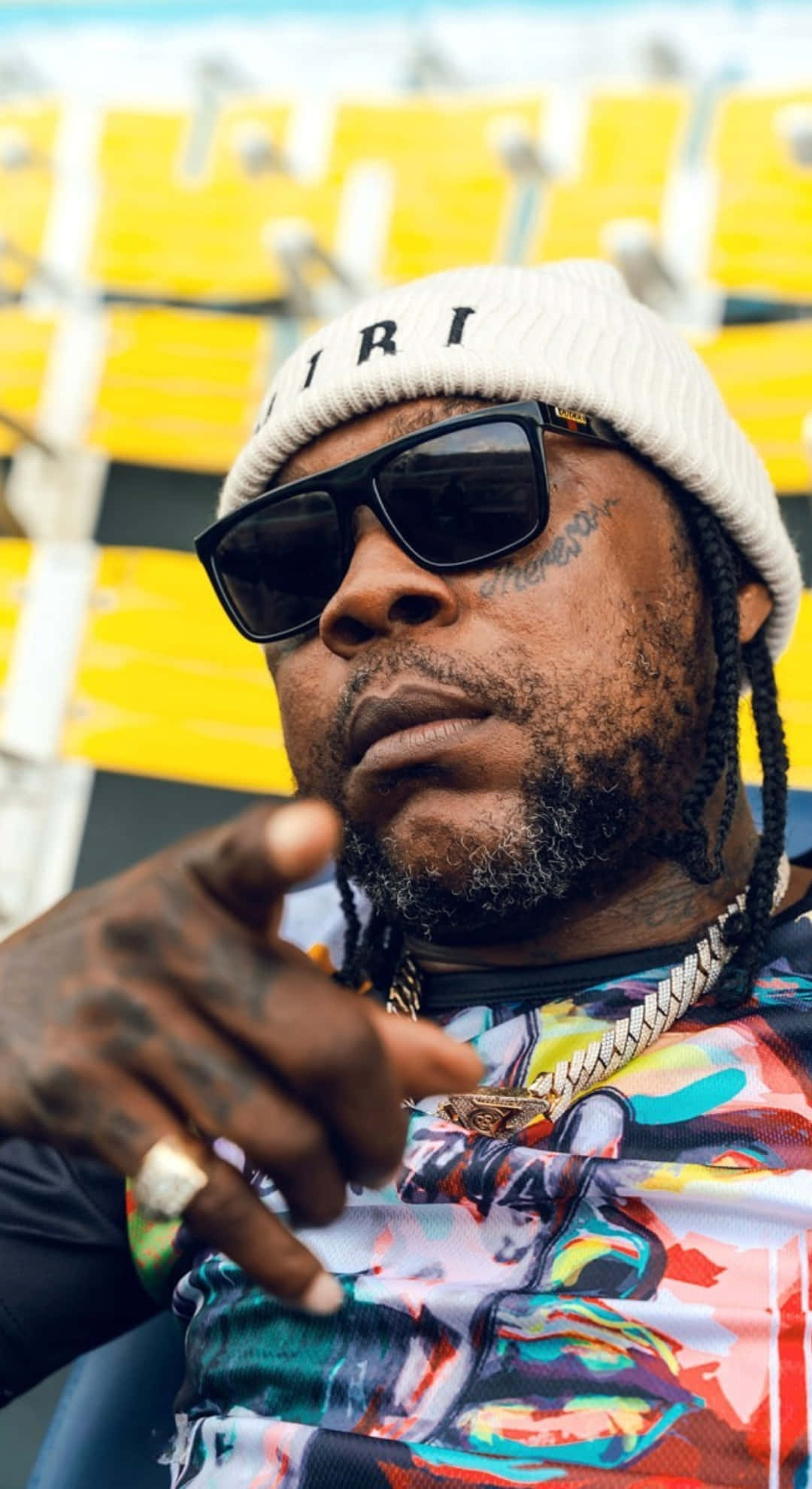 Vybz Kartel, white beanie, black sunglasses, Full HD Phone Wallpaper