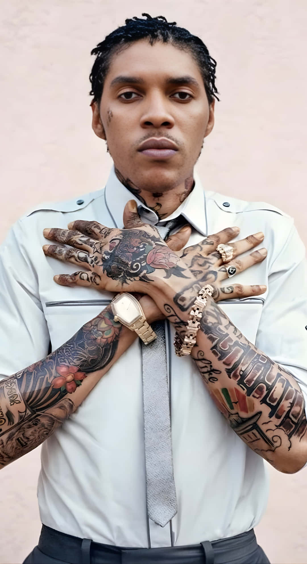 Vybz Kartel, tattoo style, intricate tattoos, Full HD Phone Wallpaper