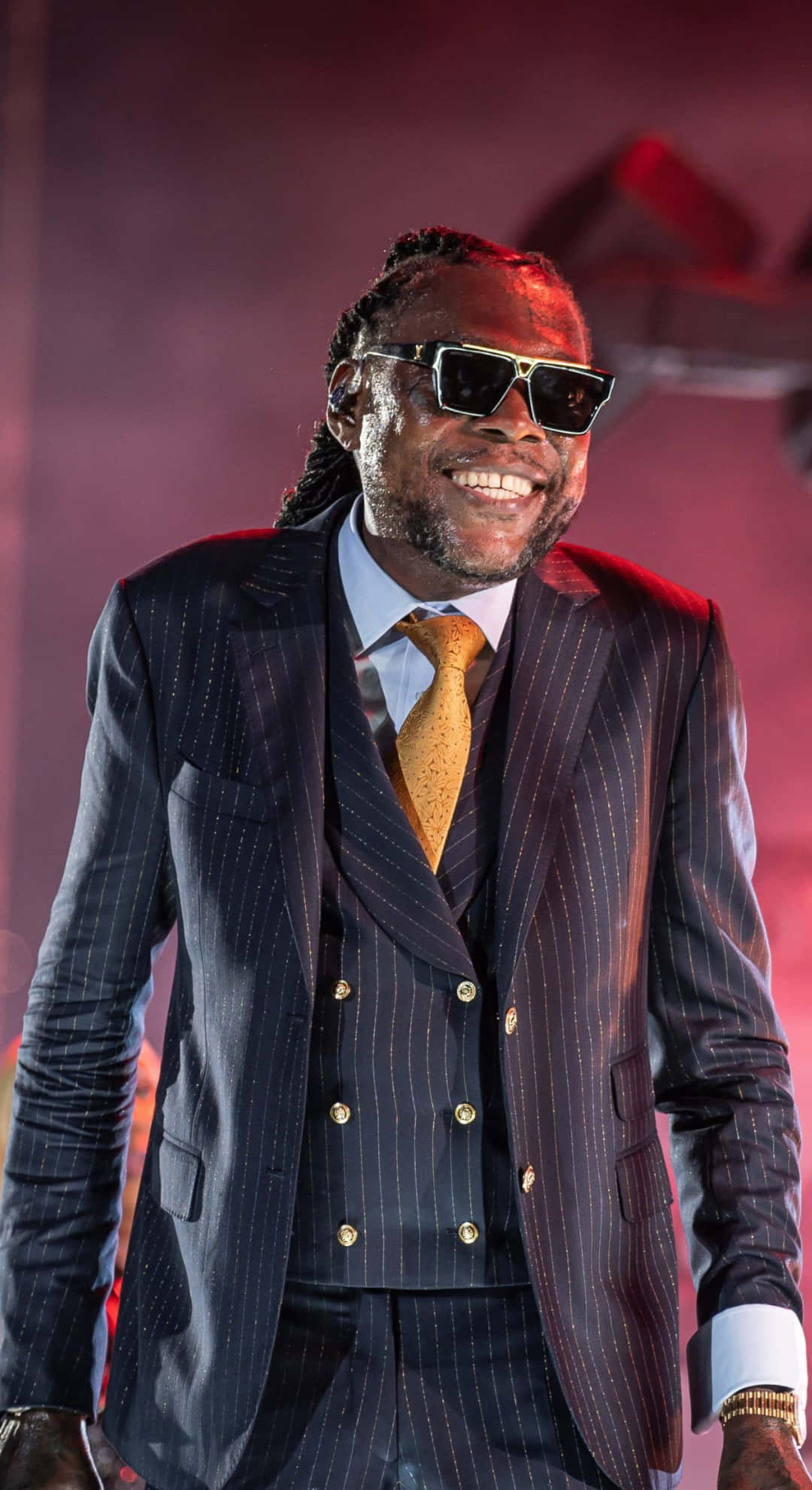 Vybz Kartel, pinstripe suit, gold tie, Full HD Phone Wallpaper