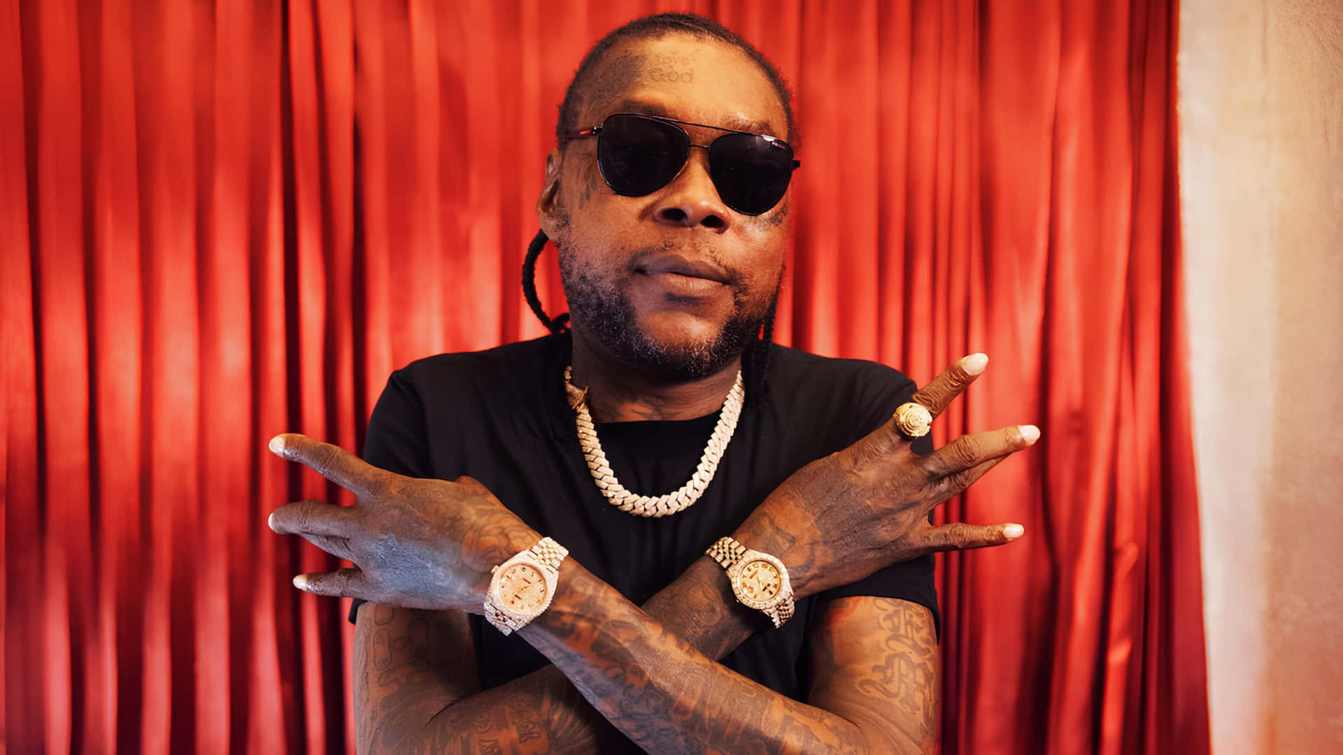 Vybz Kartel, tattoos, sunglasses, Full HD Desktop Wallpaper