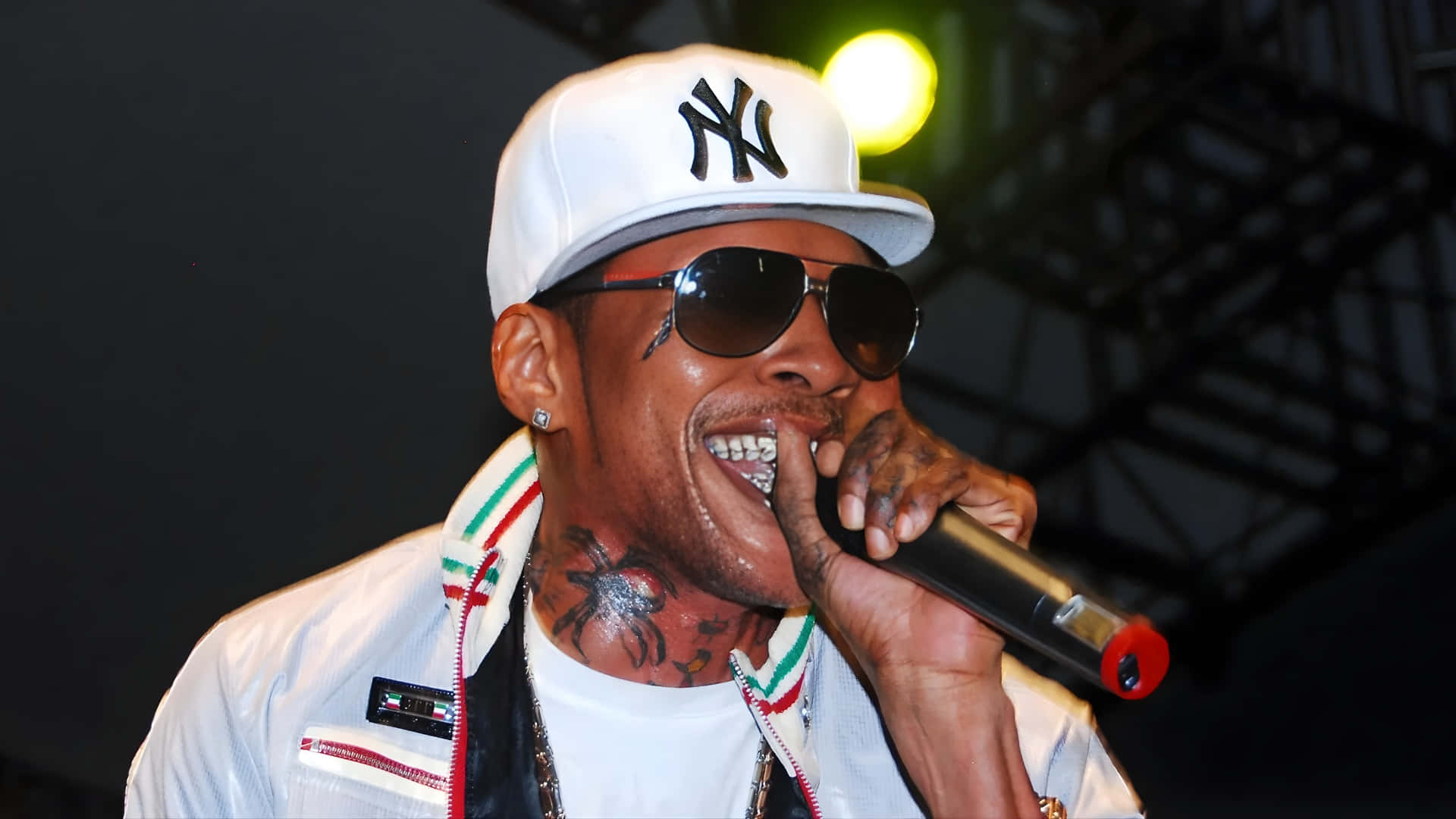 Vybz Kartel, white NY cap, sunglasses, Full HD Desktop Wallpaper