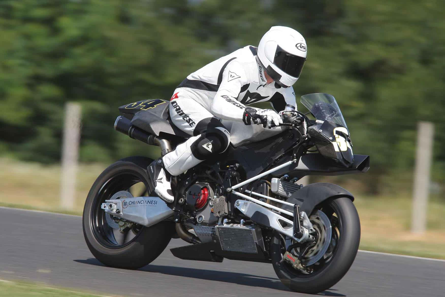 Vyrus Motorcycle, sleek black race bike, sunlit track, HD Desktop Wallpaper