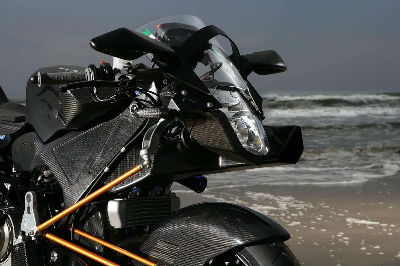 Vyrus Motorcycle, carbon fiber, orange accents, HD Desktop Wallpaper