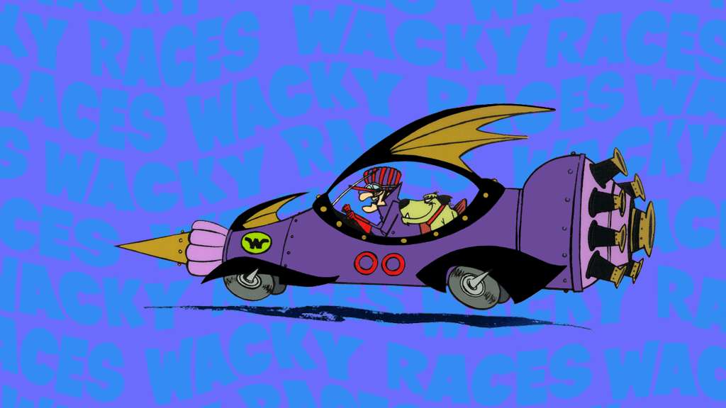 Wacky Races, purple race car, dragon wings, SD Desktop Wallpaper
