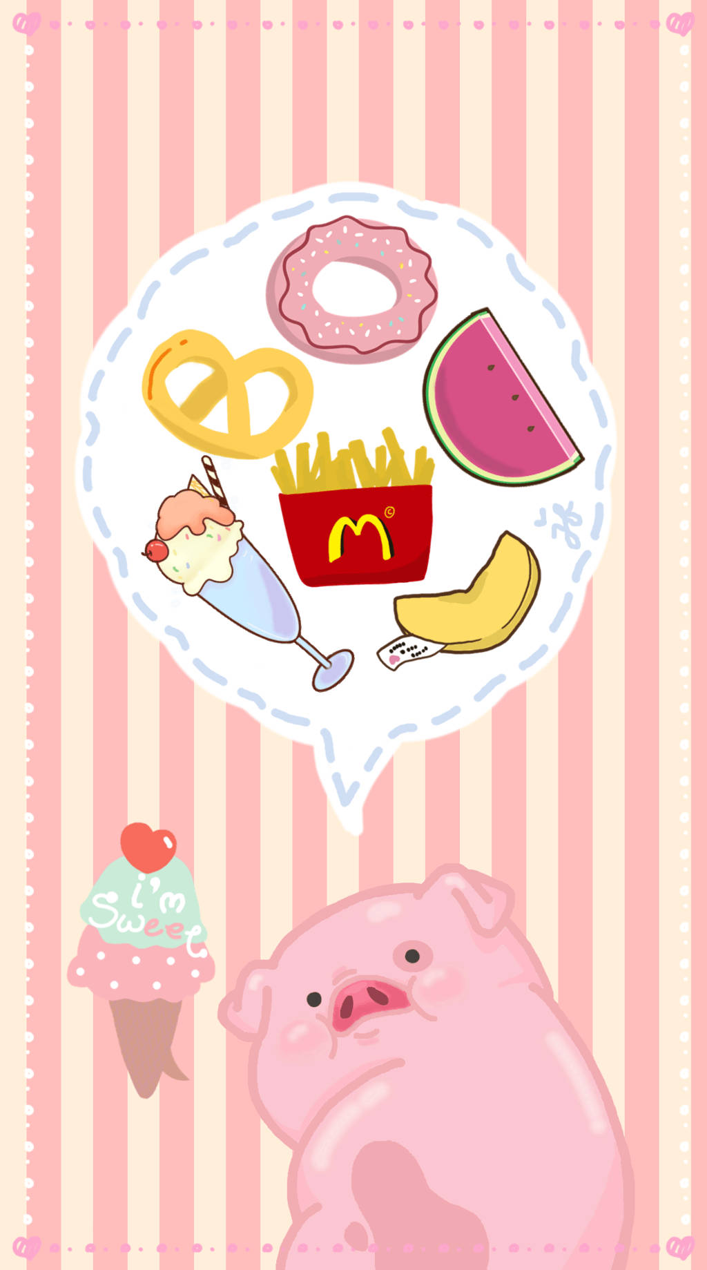 Waddles, pink pig, donuts, HD Phone Wallpaper