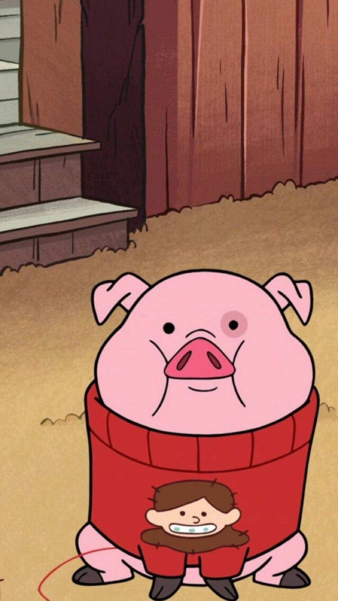 Waddles, red sweater, cartoon pig, Full HD Phone Wallpaper