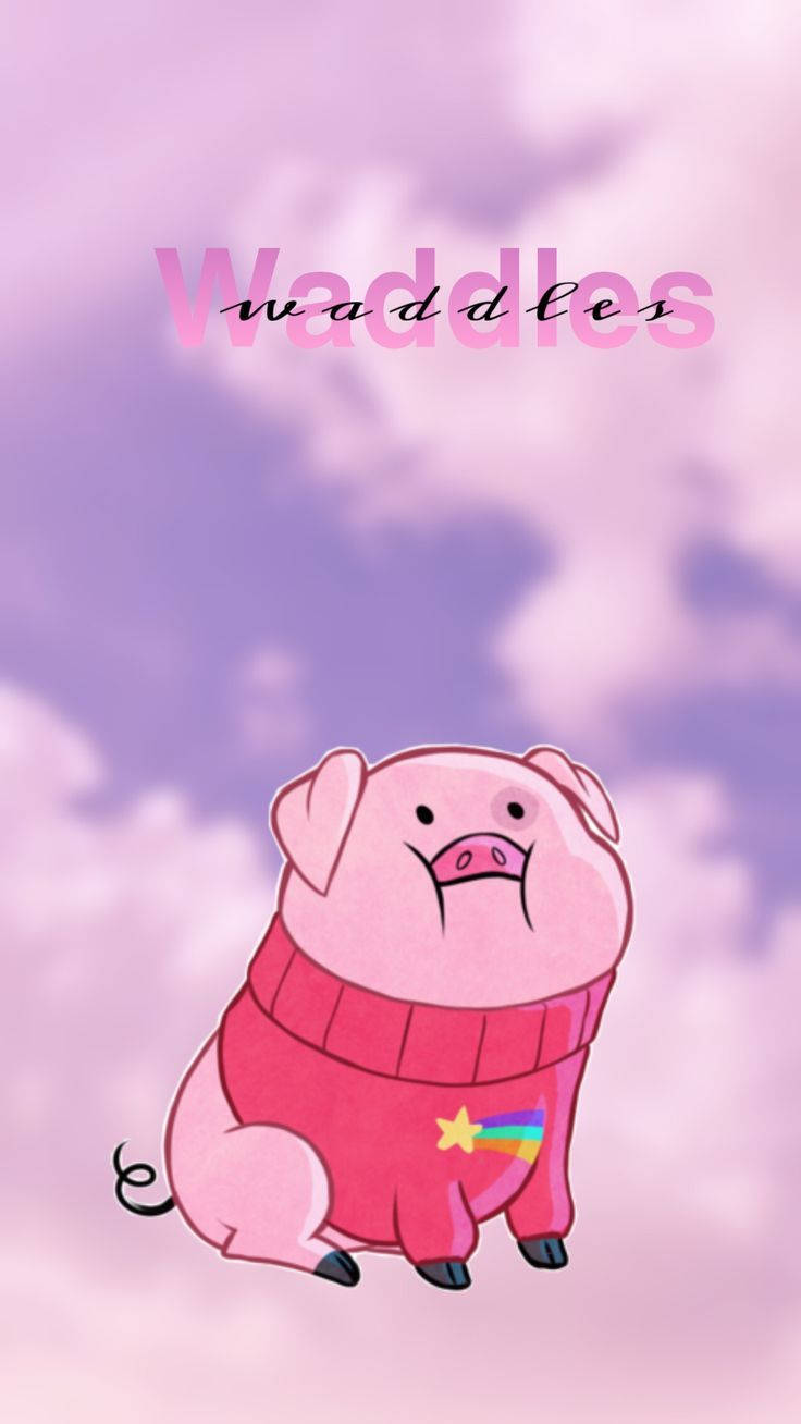 Waddles, pink cartoon pig, red sweater, HD Phone Wallpaper
