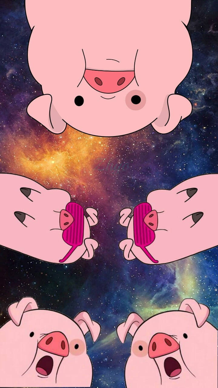 Waddles, pig, cosmic nebula, HD Phone Wallpaper