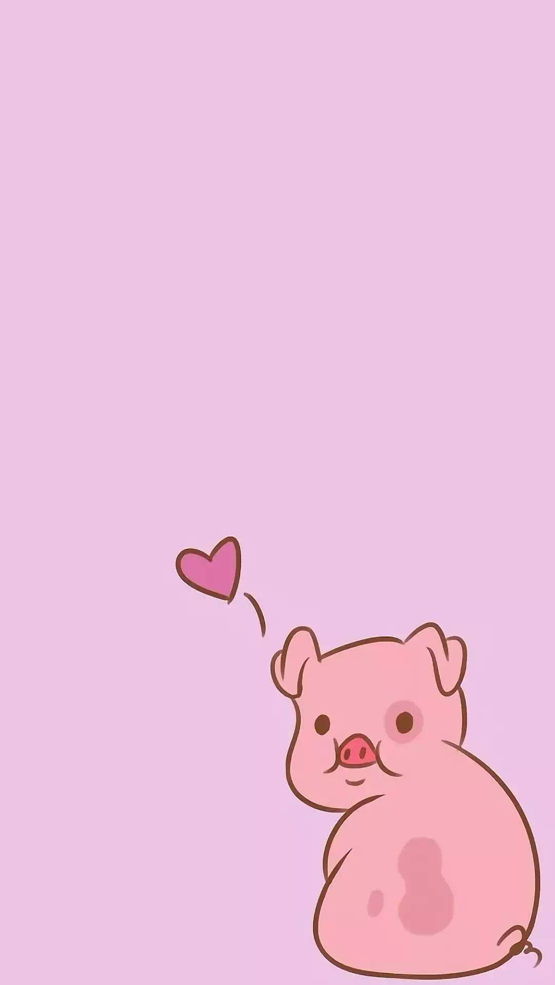 Waddles, pink cartoon pig, heart floating above its head, HD Phone Wallpaper