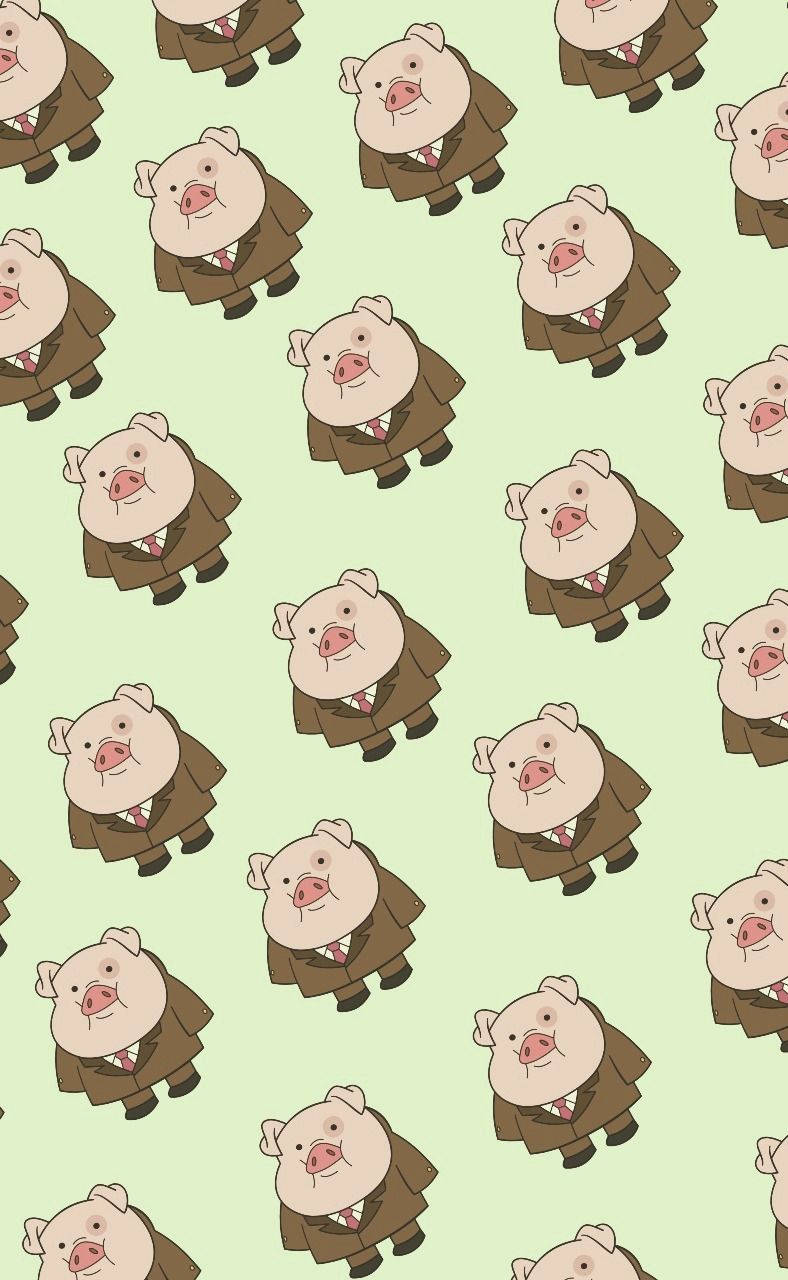 Waddles, formal wear pattern, cartoon pigs, HD Phone Wallpaper