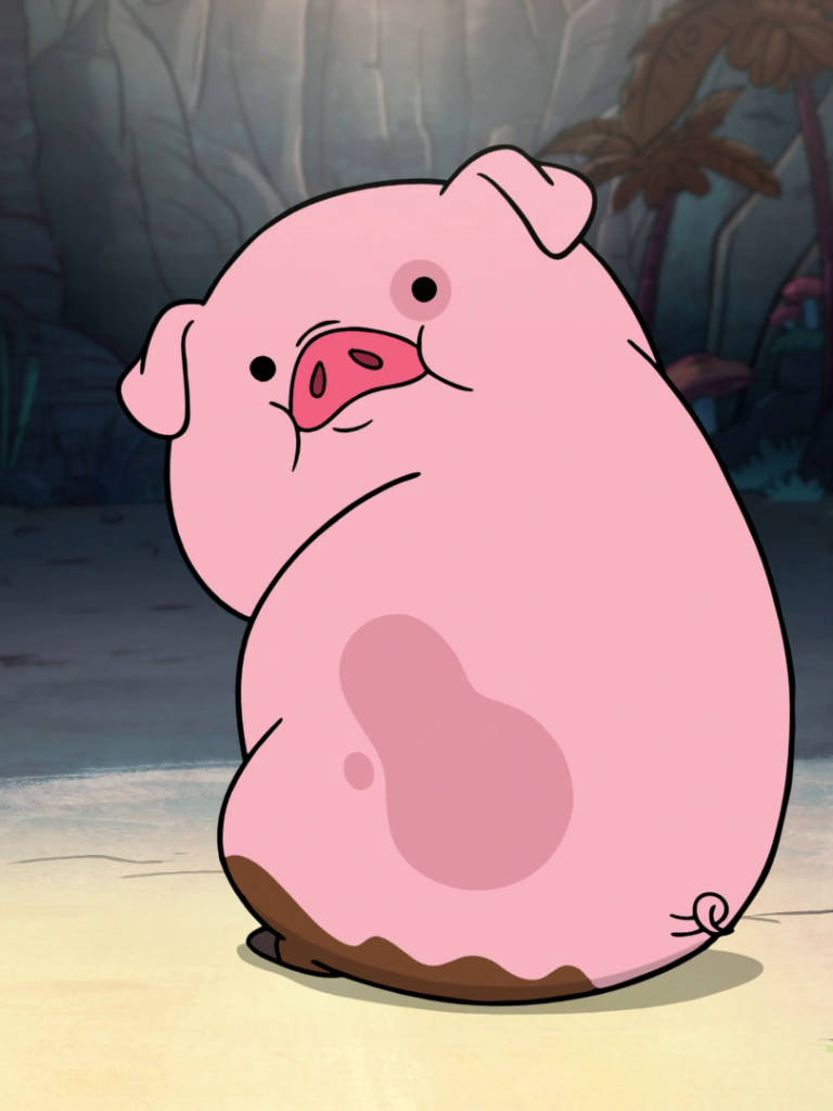 Waddles, muddy butt, chubby pink cartoon pig, SD Phone Wallpaper