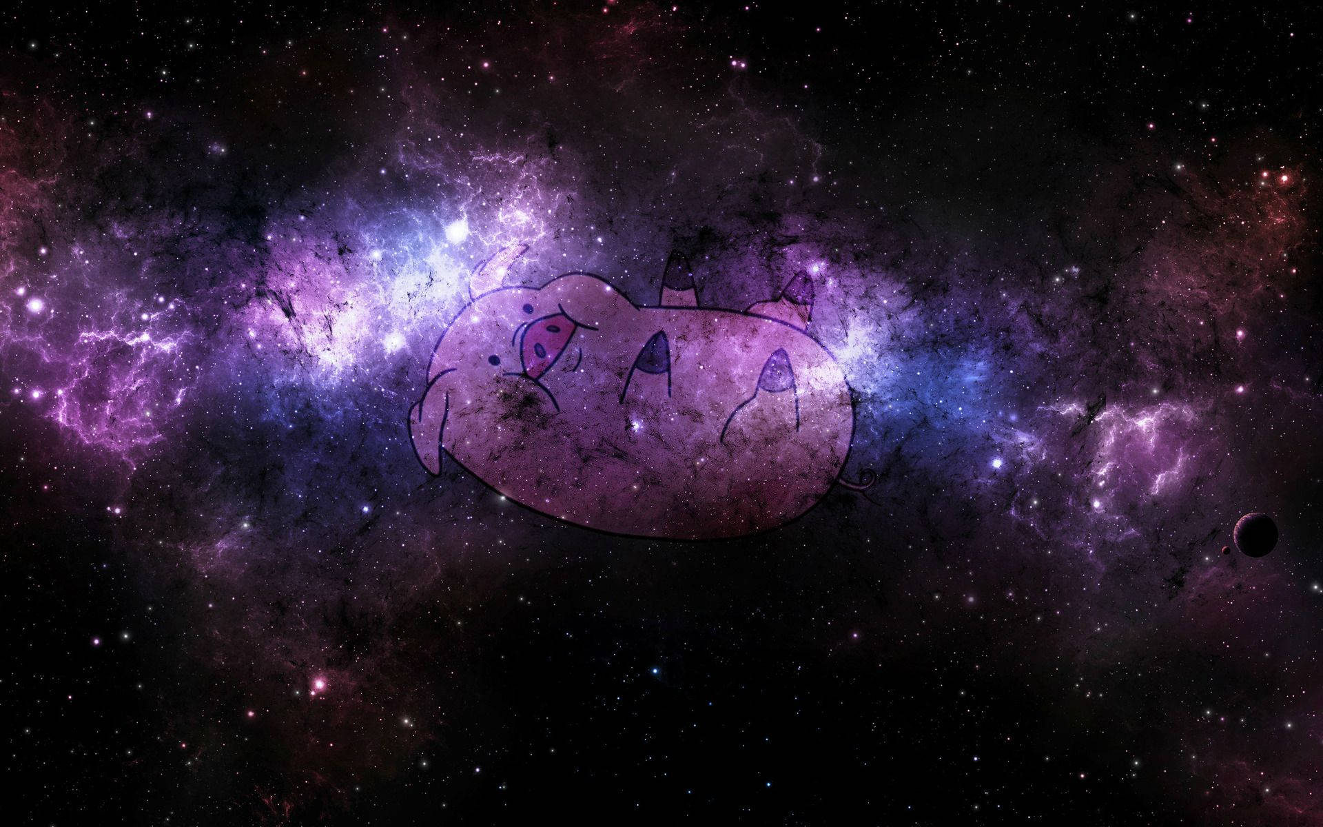 Waddles, galaxy, cosmic nebula, Full HD Desktop Wallpaper