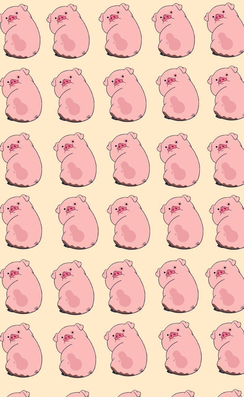 Waddles, pink cartoon pigs, repeating pattern, HD Phone Wallpaper