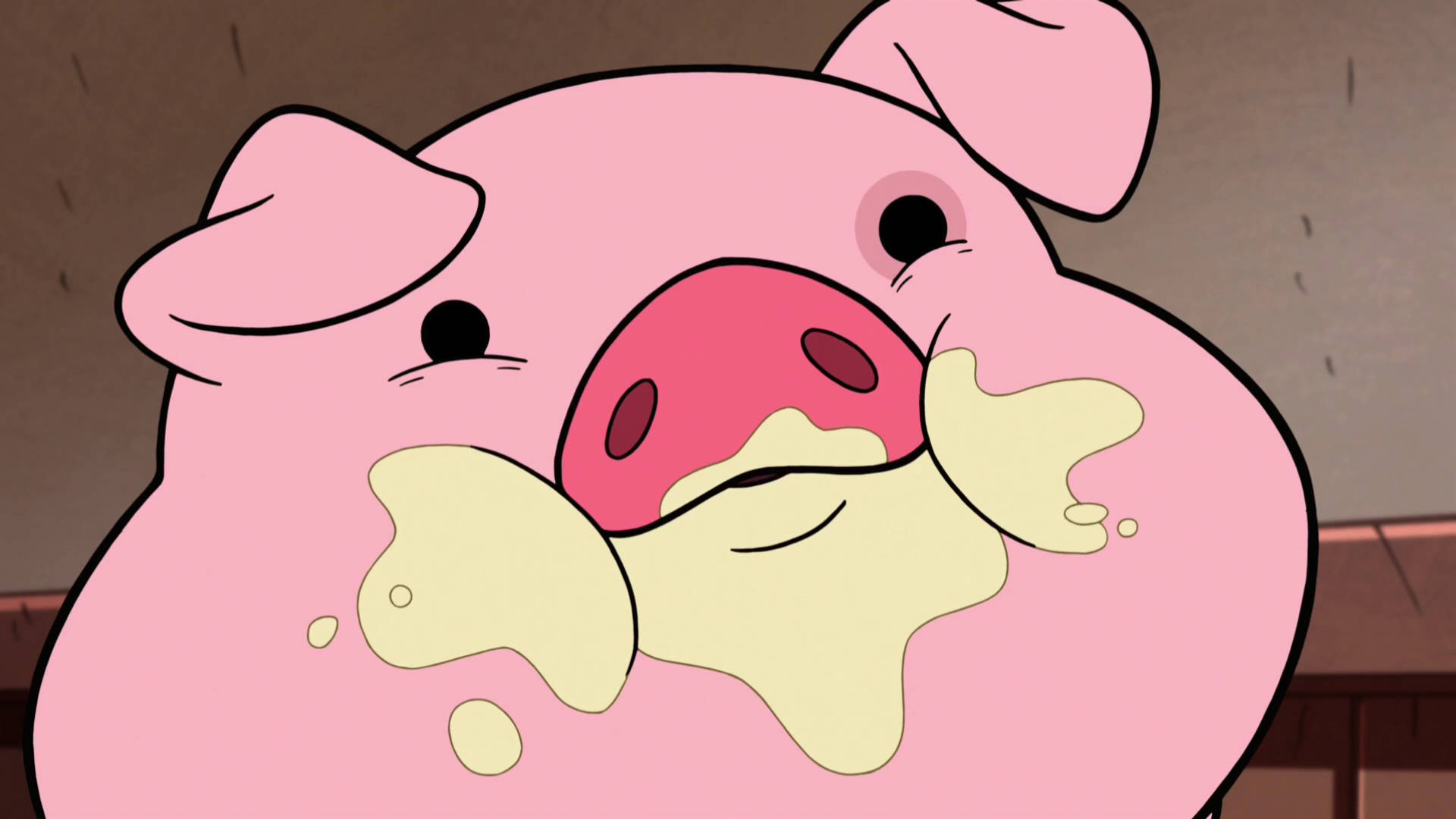 Waddles, cartoon pig, messy face, Full HD Desktop Wallpaper