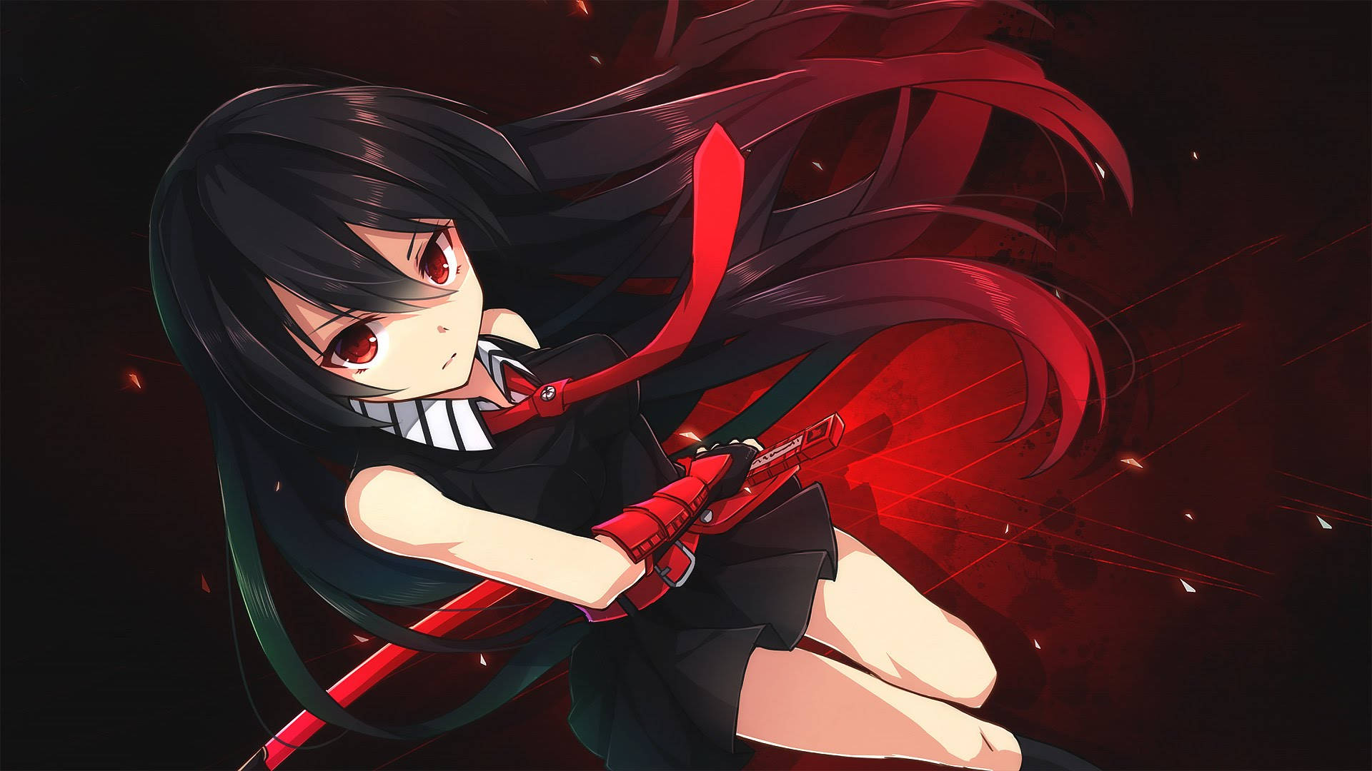 Waifu, anime girl, black hair, Full HD Desktop Wallpaper