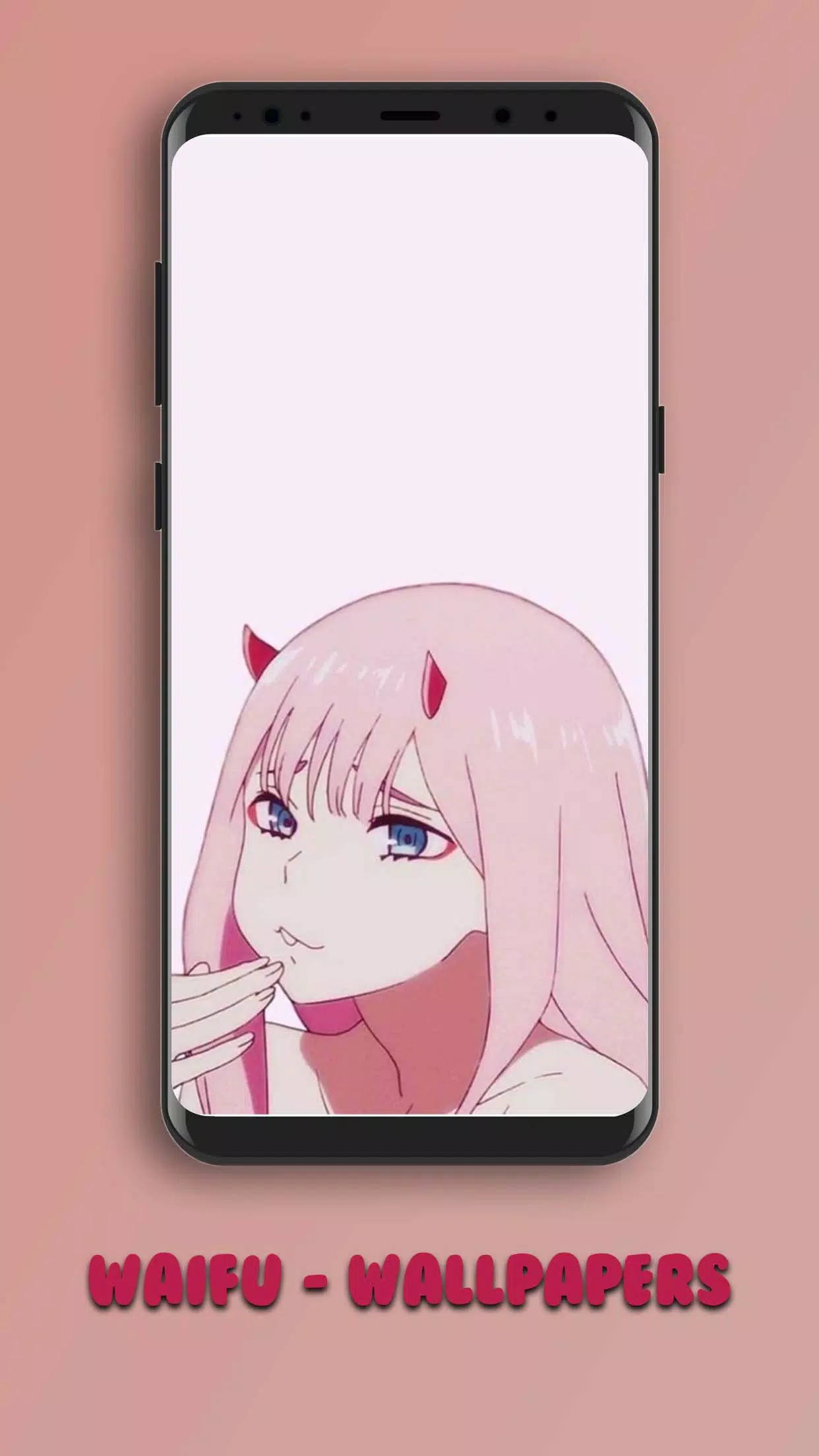pink-haired anime girl, red horns, blue eyes, Full HD Phone Wallpaper