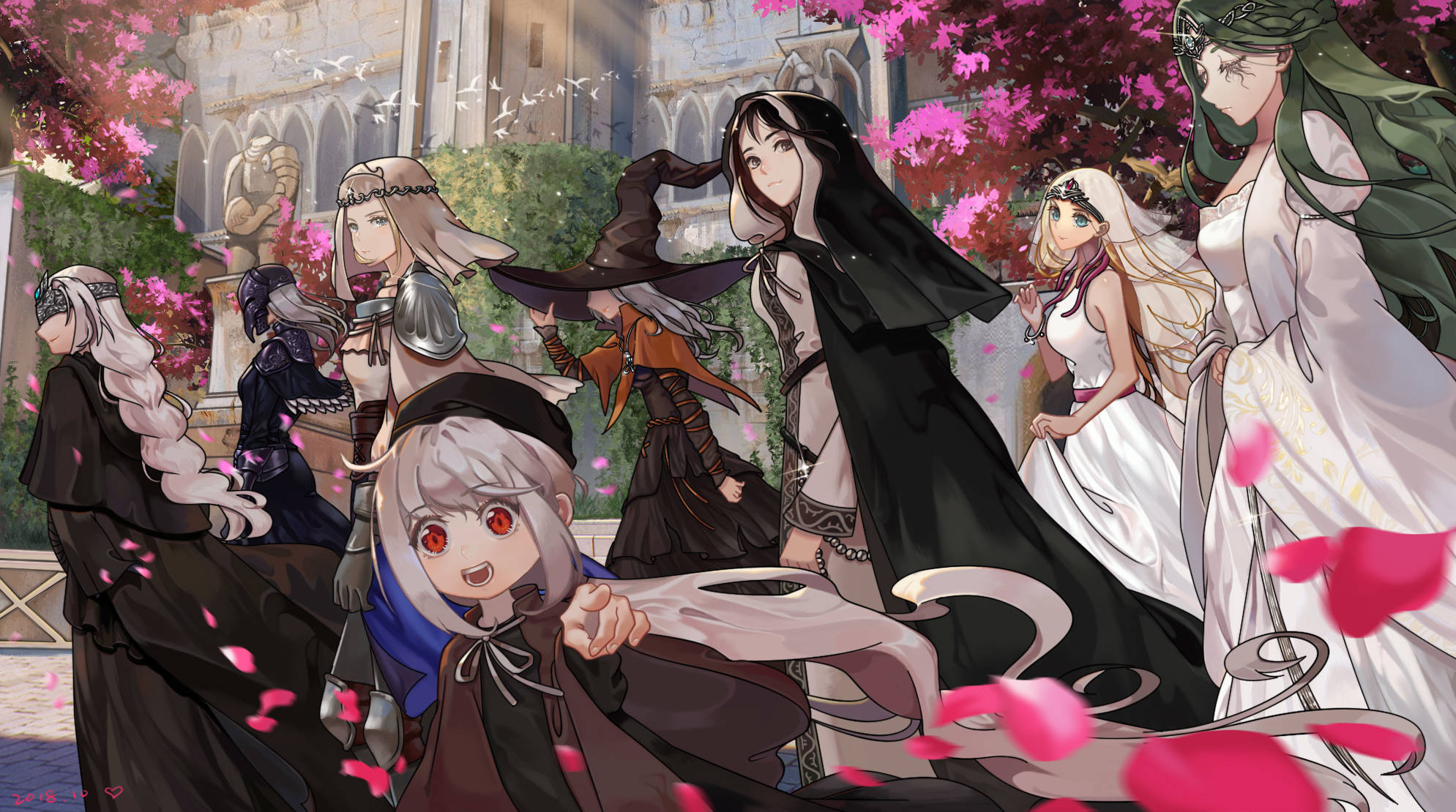 Waifu, anime characters, fantasy attire, Full HD Desktop Wallpaper