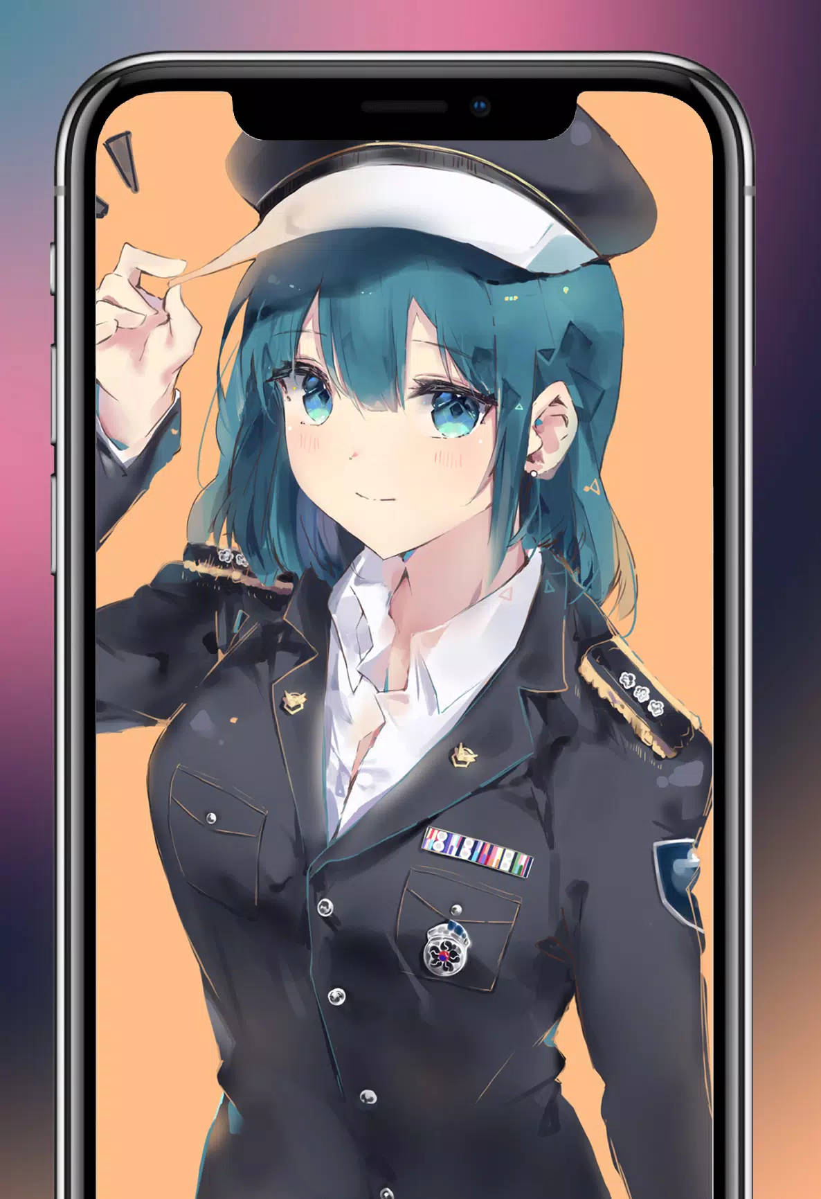 Waifu, anime girl, navy uniform, HD Phone Wallpaper