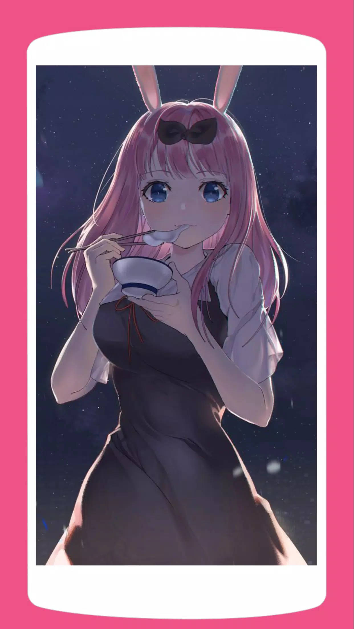 pink-haired, anime girl, bunny ears, Full HD Phone Wallpaper